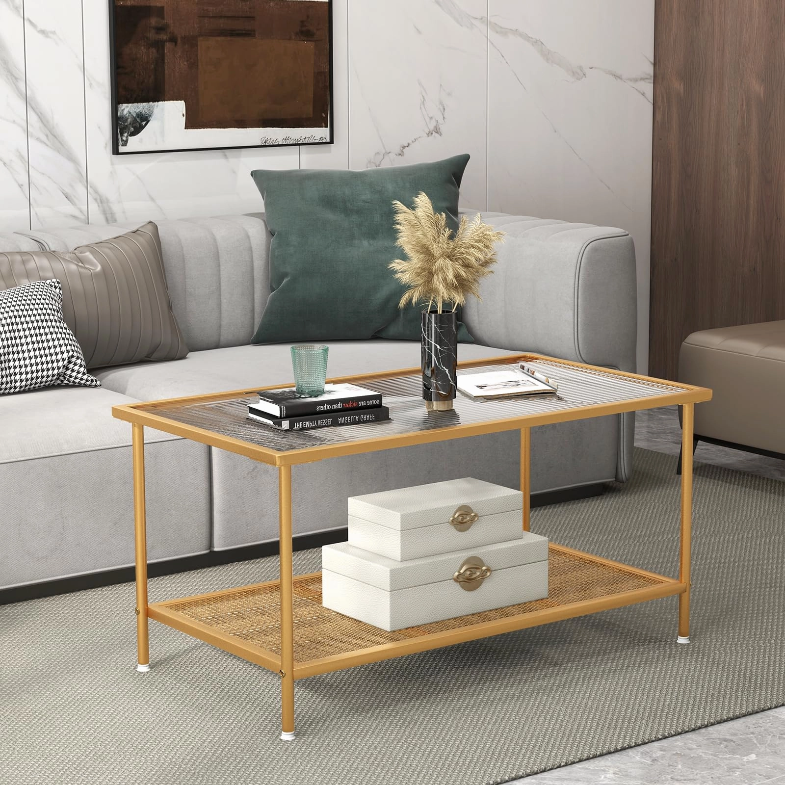 Giantex 2-Tier Modern Coffee Table