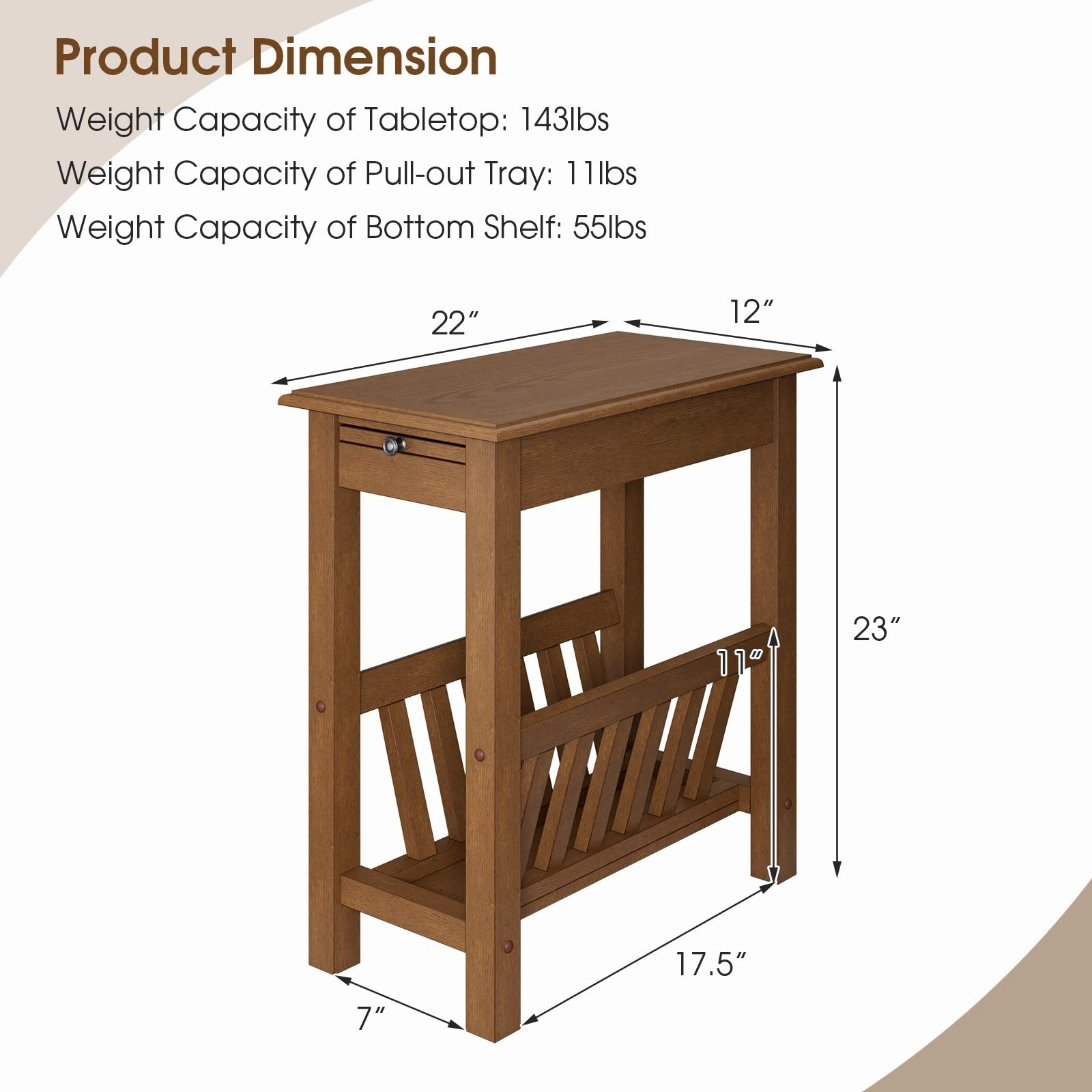 Giantex 2-Tier Narrow End Table