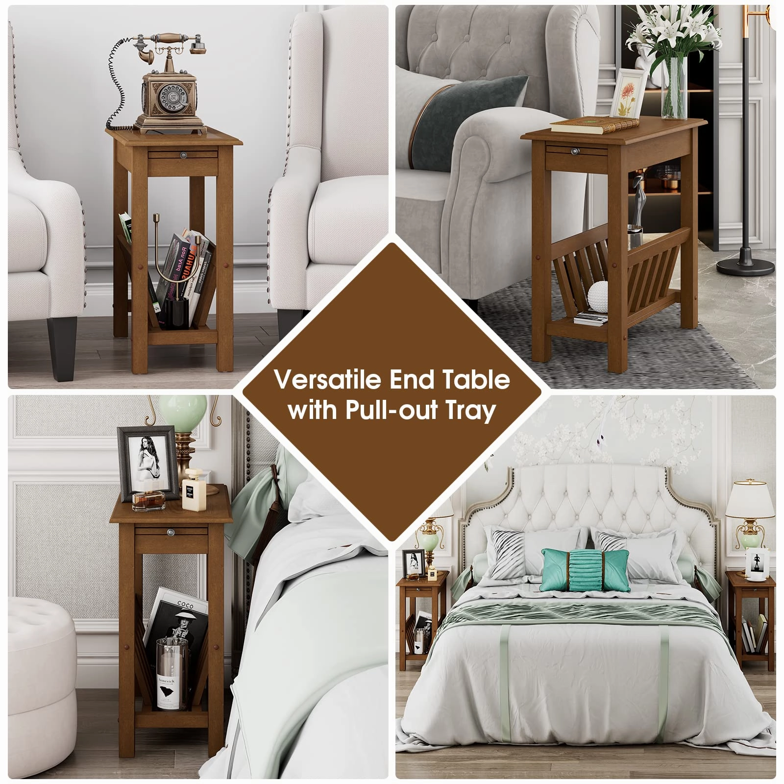 Giantex 2-Tier Narrow End Table