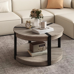 Giantex 2 Tier Round Coffee for Living Room Reception Room console table, hallway table