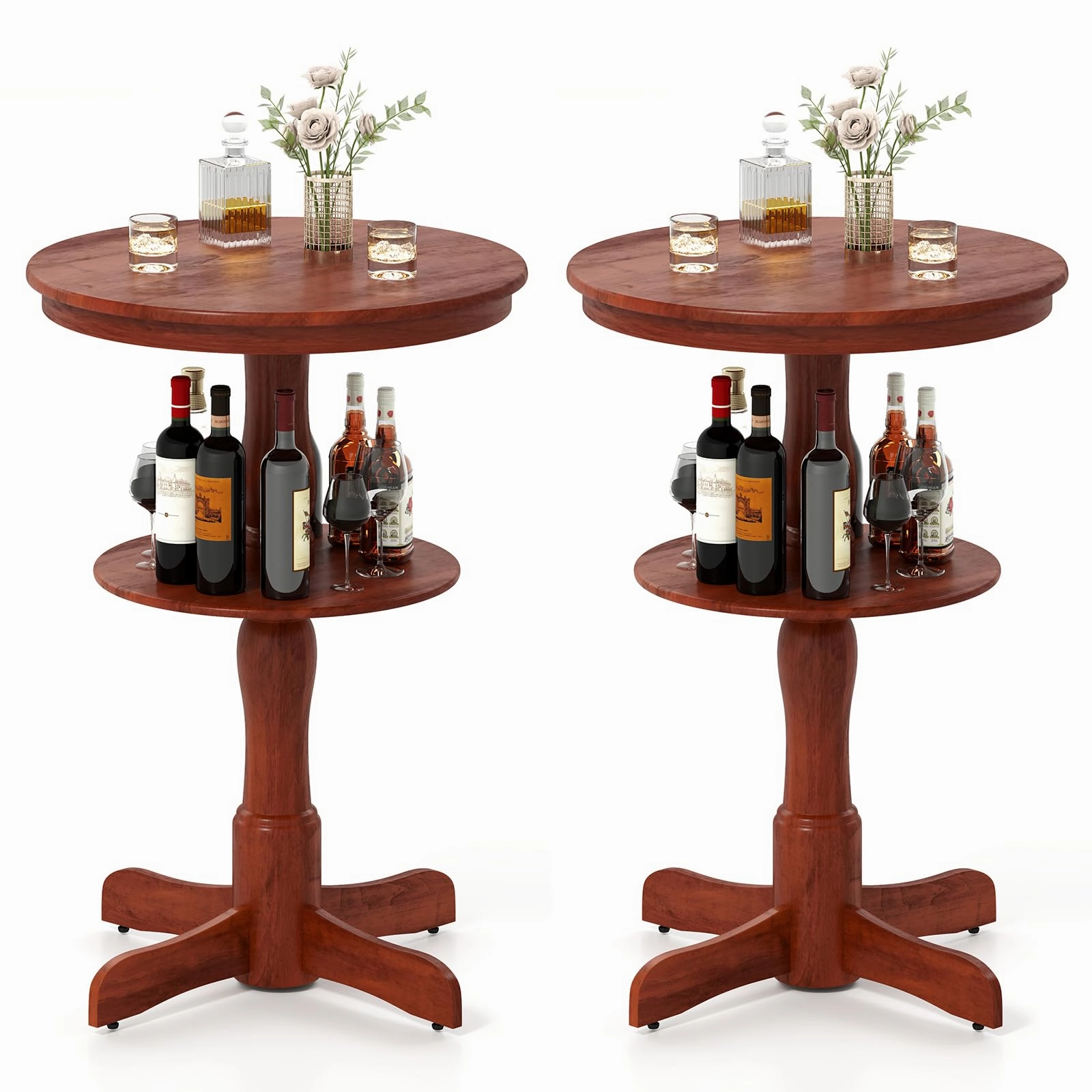 Giantex 2 Tier Tall Round Dining Table with Pedestal Base