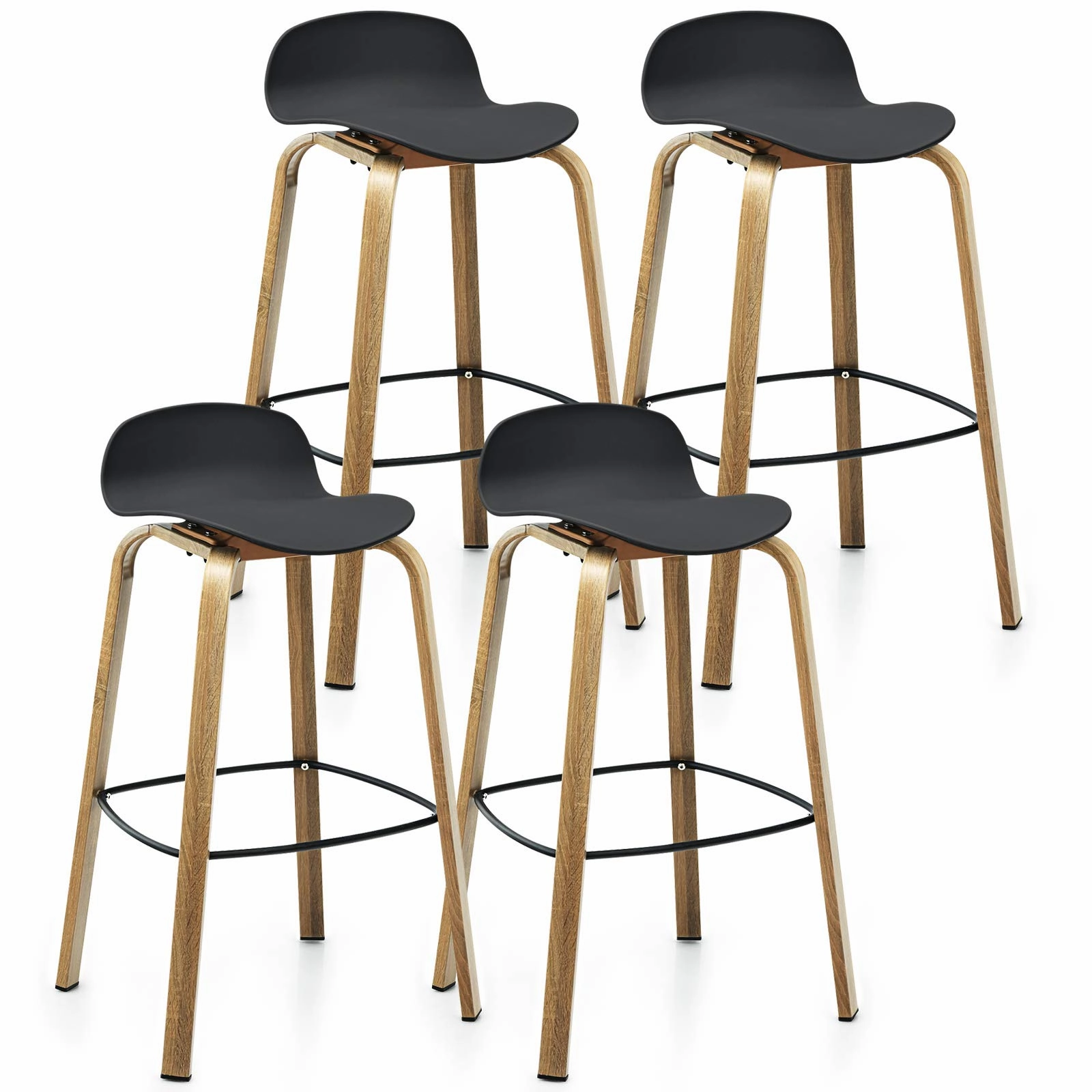 Giantex 30-Inch Modern Minimalist Bar Chairs with Footrest, Low Backrest and Metal Legs, Nordic Style High Stools