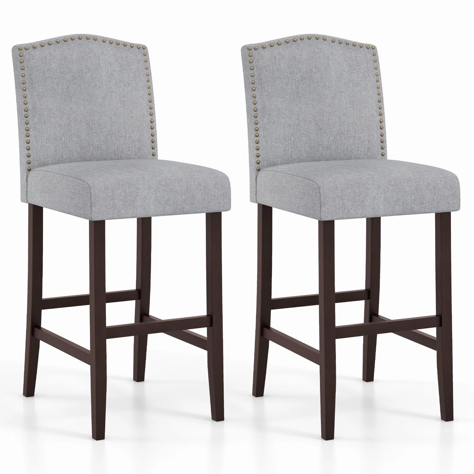 Giantex 30" Bar Stools Set of 2/4, Upholstered Bar Height Bar Chairs with Back & Rubber Wood Legs kitchen towel, placemats