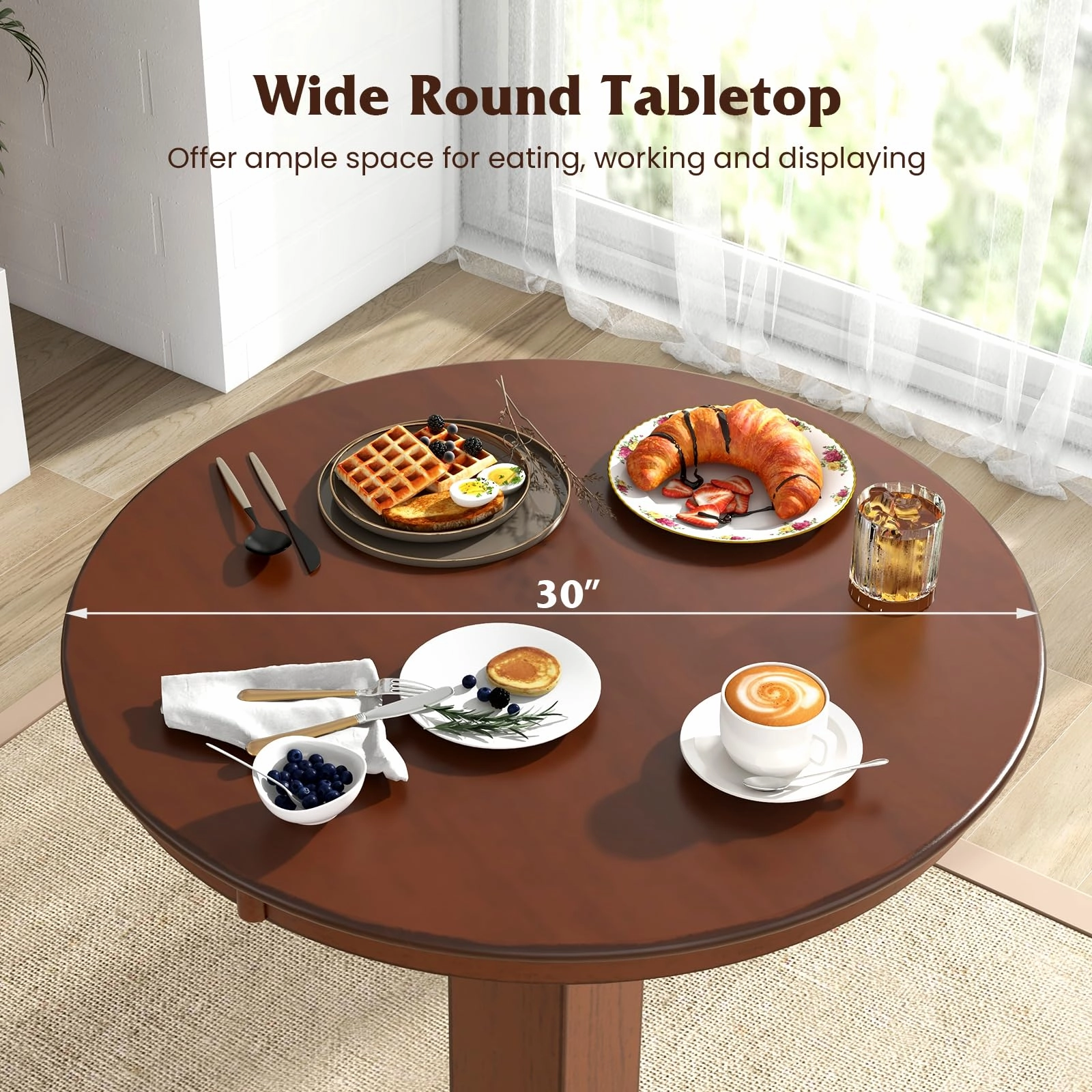 Giantex 30 Round Bar Table, Dining Table with Rubber Wood Frame