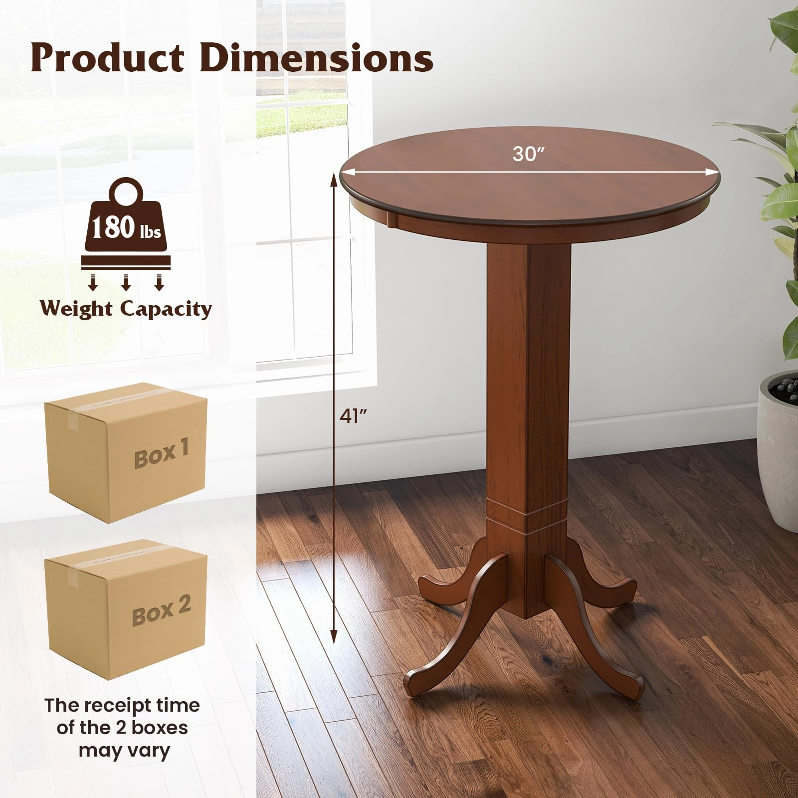Giantex 30 Round Bar Table, Dining Table with Rubber Wood Frame