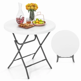 Giantex 32 Round Folding Table, HDPE Foldable Card Table for Party Wedding Event Picnic Commercial Banquet throw pillow, fuzzy blanket