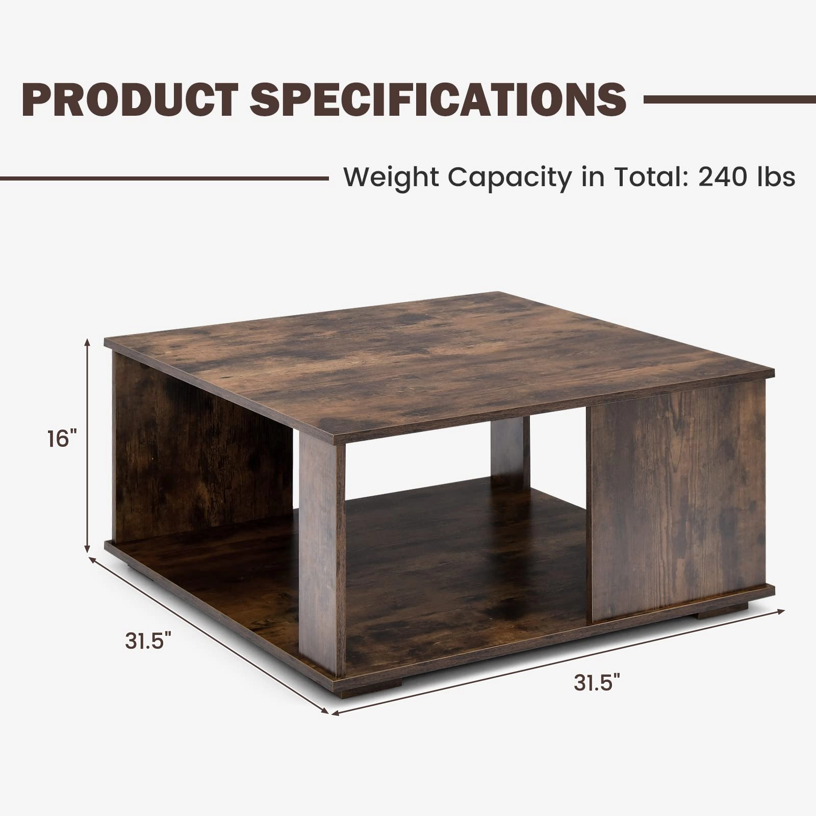 Giantex 32 Square Coffee Table