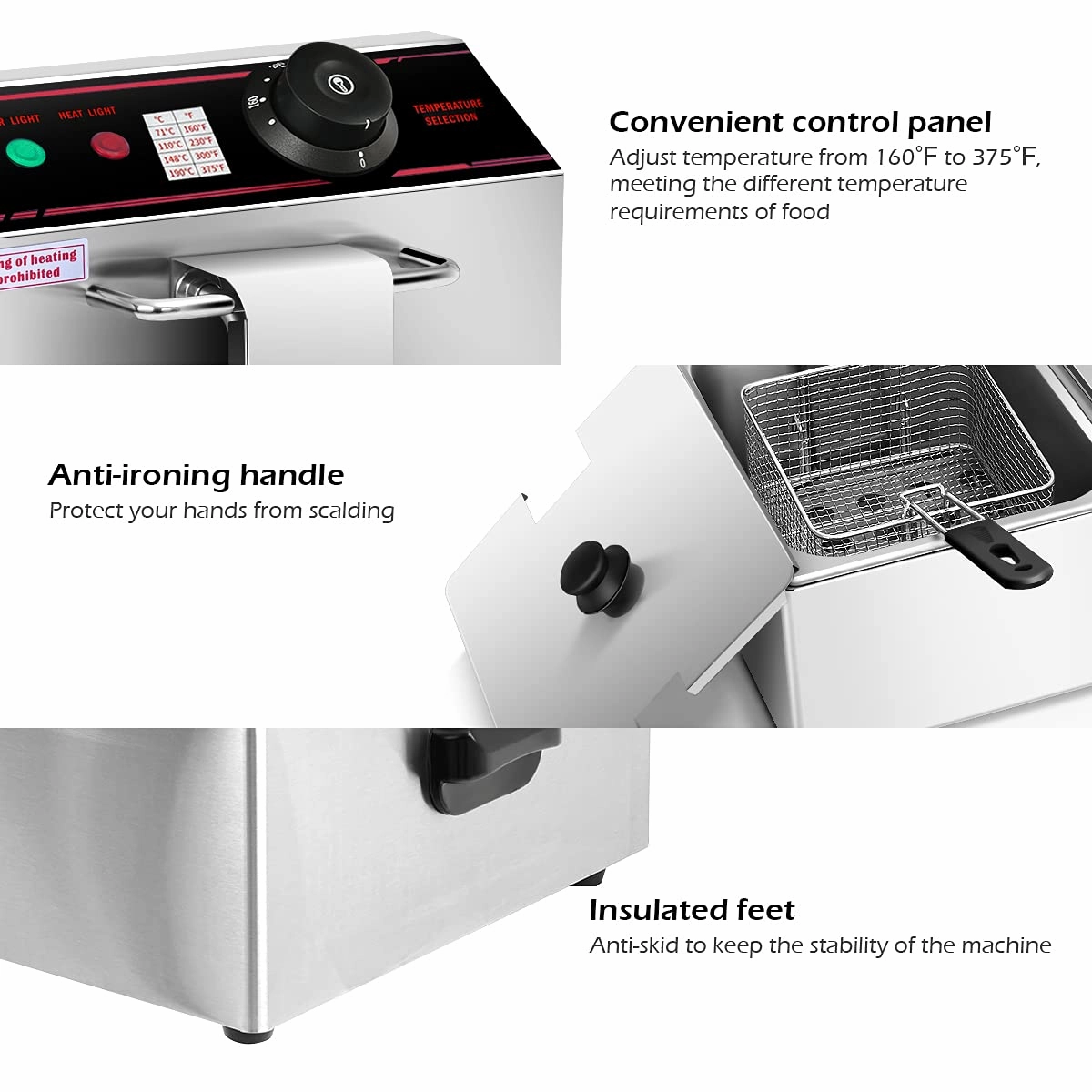 Giantex 3400W Commercial Deep Fryer Dual Tank, 12.8QT Stainless Steel Electric Deep Fryer with 2 Baskets