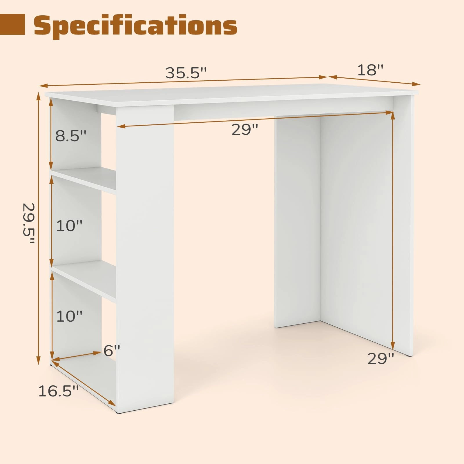 Giantex 35.5 Inch Compact Home Office Desk with Storage Bookshelf