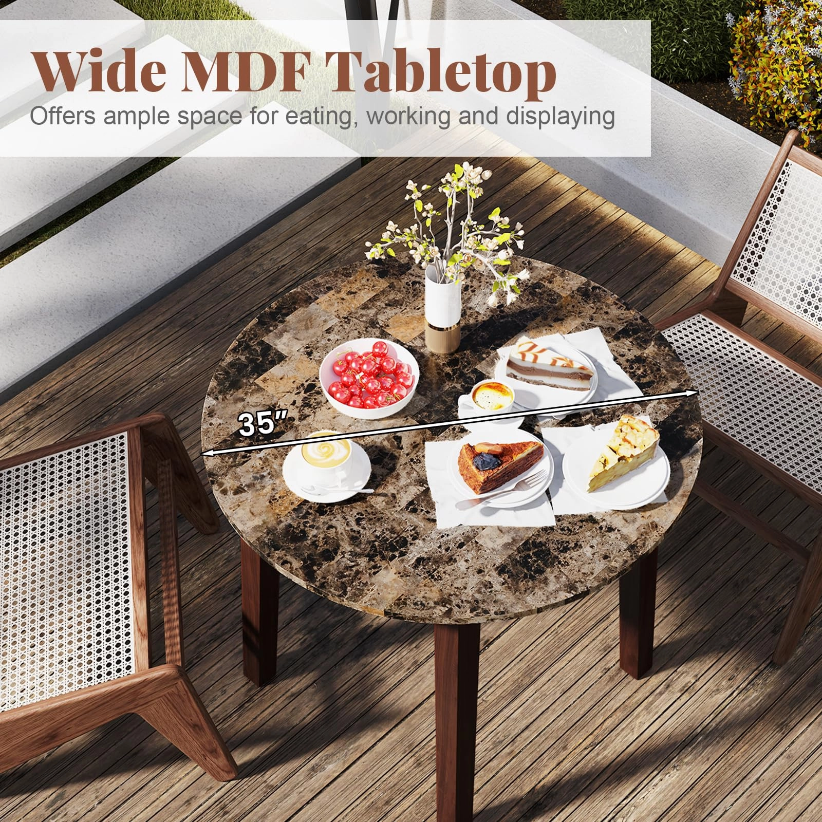 Giantex 35 Round Dining Table - Kitchen Table with Rubber Wood Legs