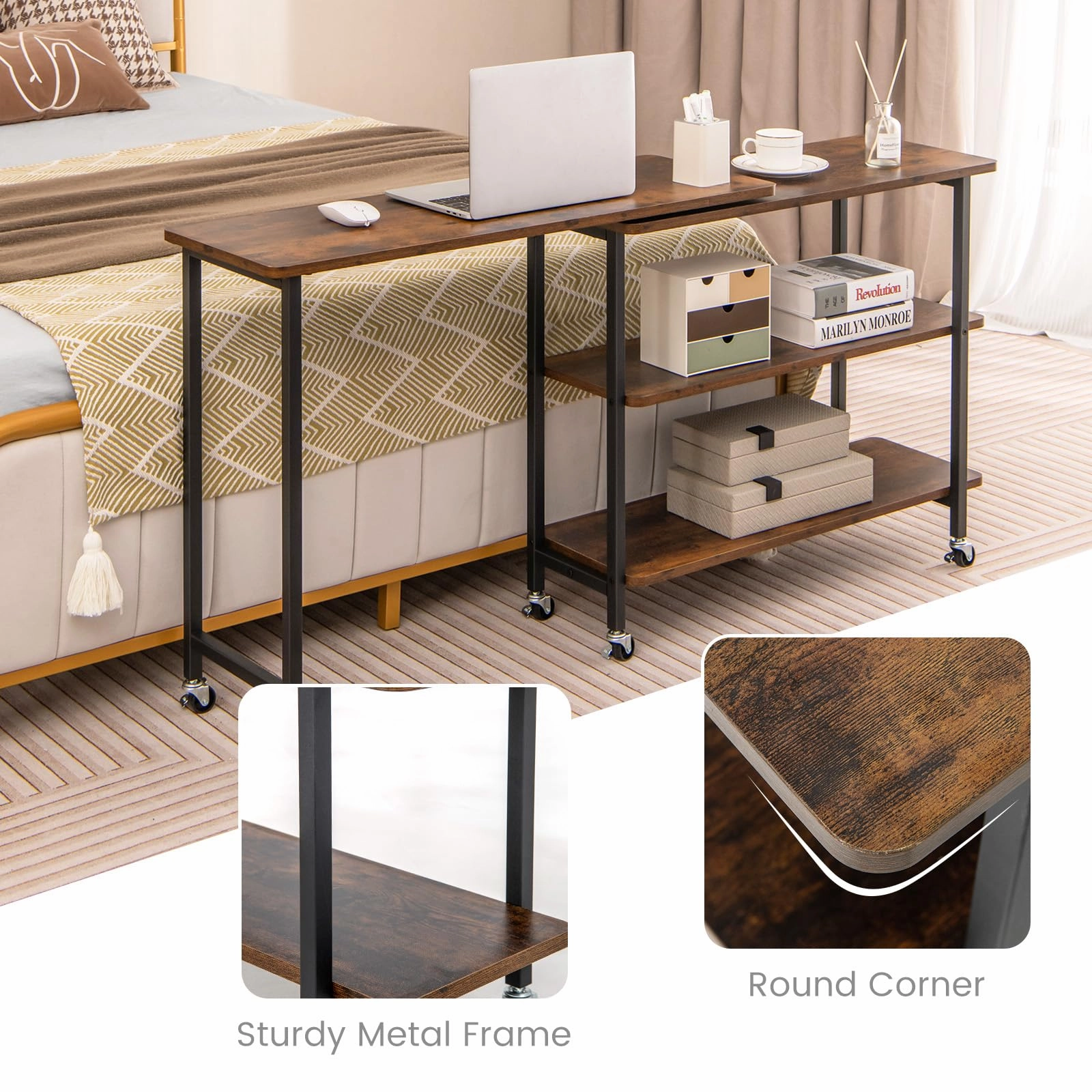 Giantex 360 Free Rotating Sofa Side Table