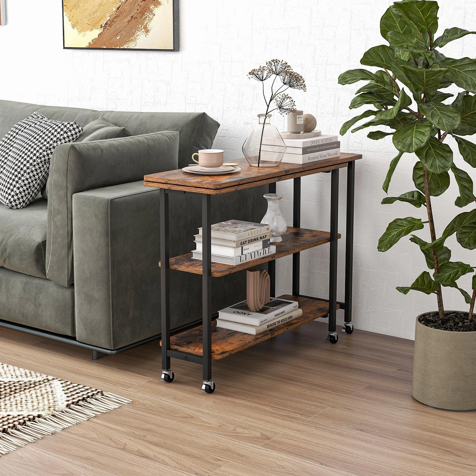 Giantex 360 Free Rotating Sofa Side Table