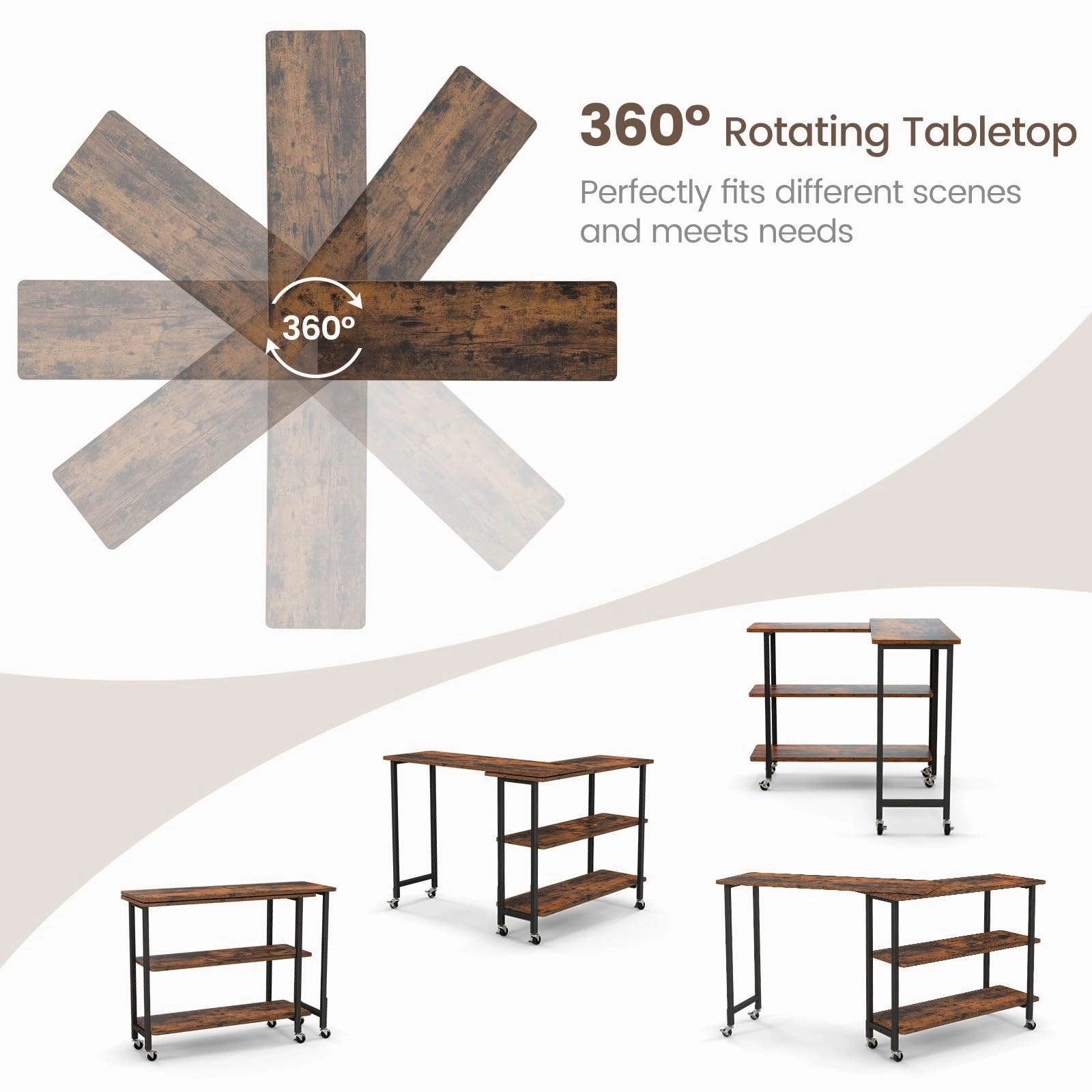 Giantex 360 Free Rotating Sofa Side Table