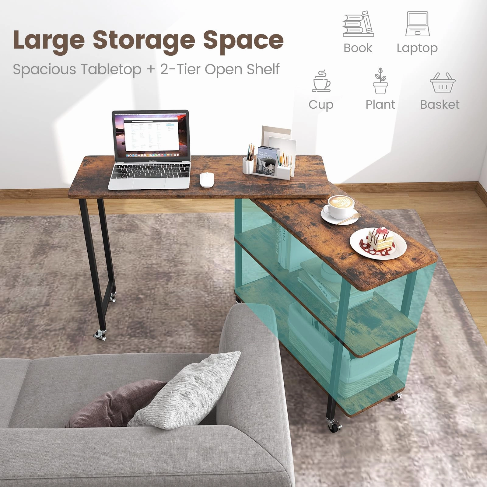 Giantex 360 Free Rotating Sofa Side Table
