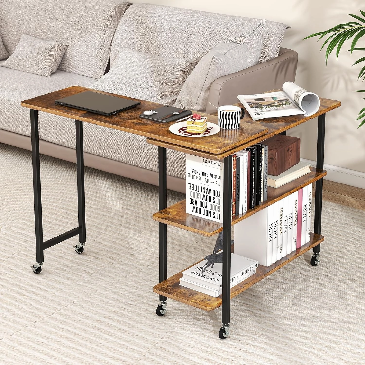 Giantex 360 Free Rotating Sofa Side Table