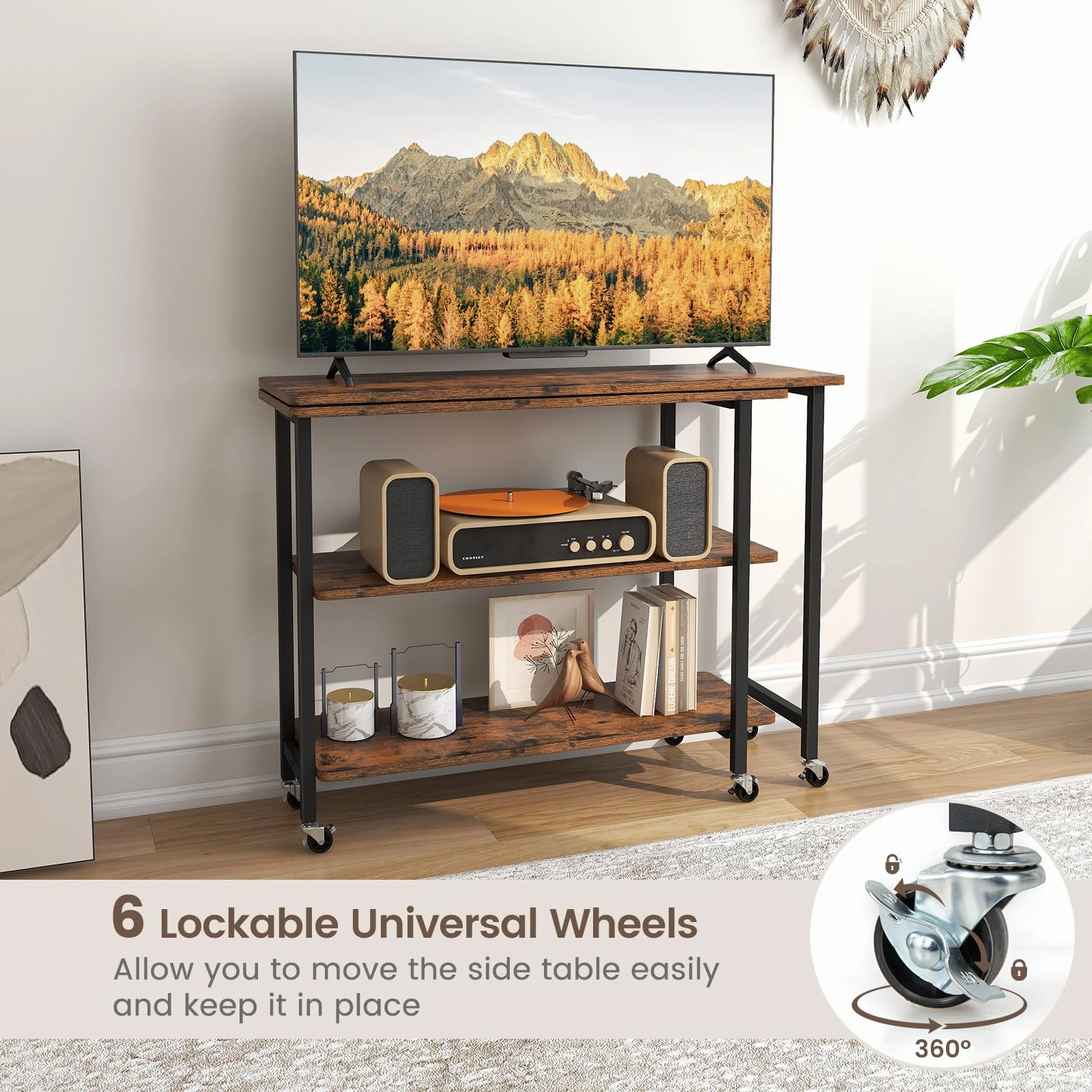 Giantex 360 Free Rotating Sofa Side Table