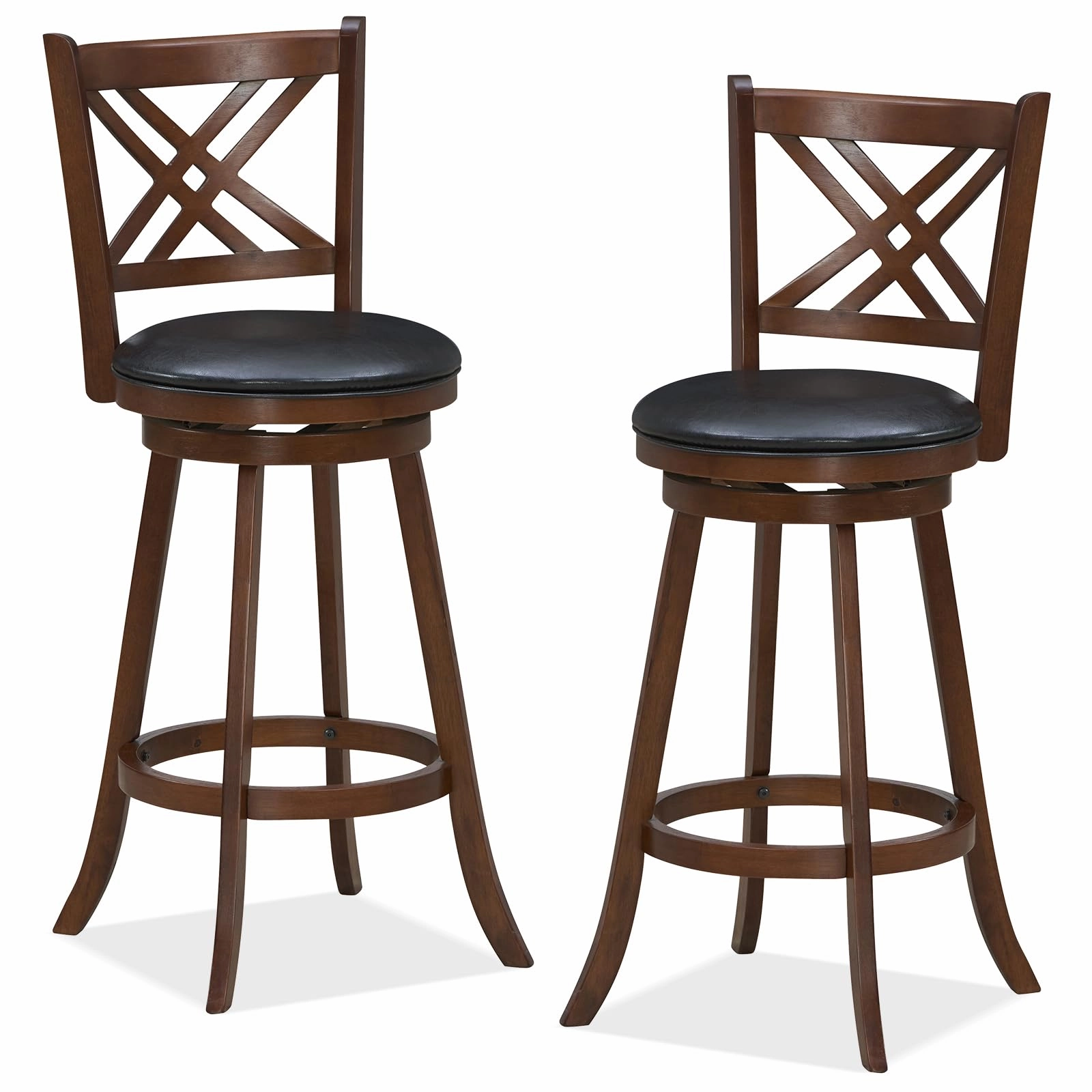 Giantex 360 Swivel Barstools Set of 2, 29"/24" Bar Height Bar Chairs with Back & Footrest, Espresso kitchen towel, placemats