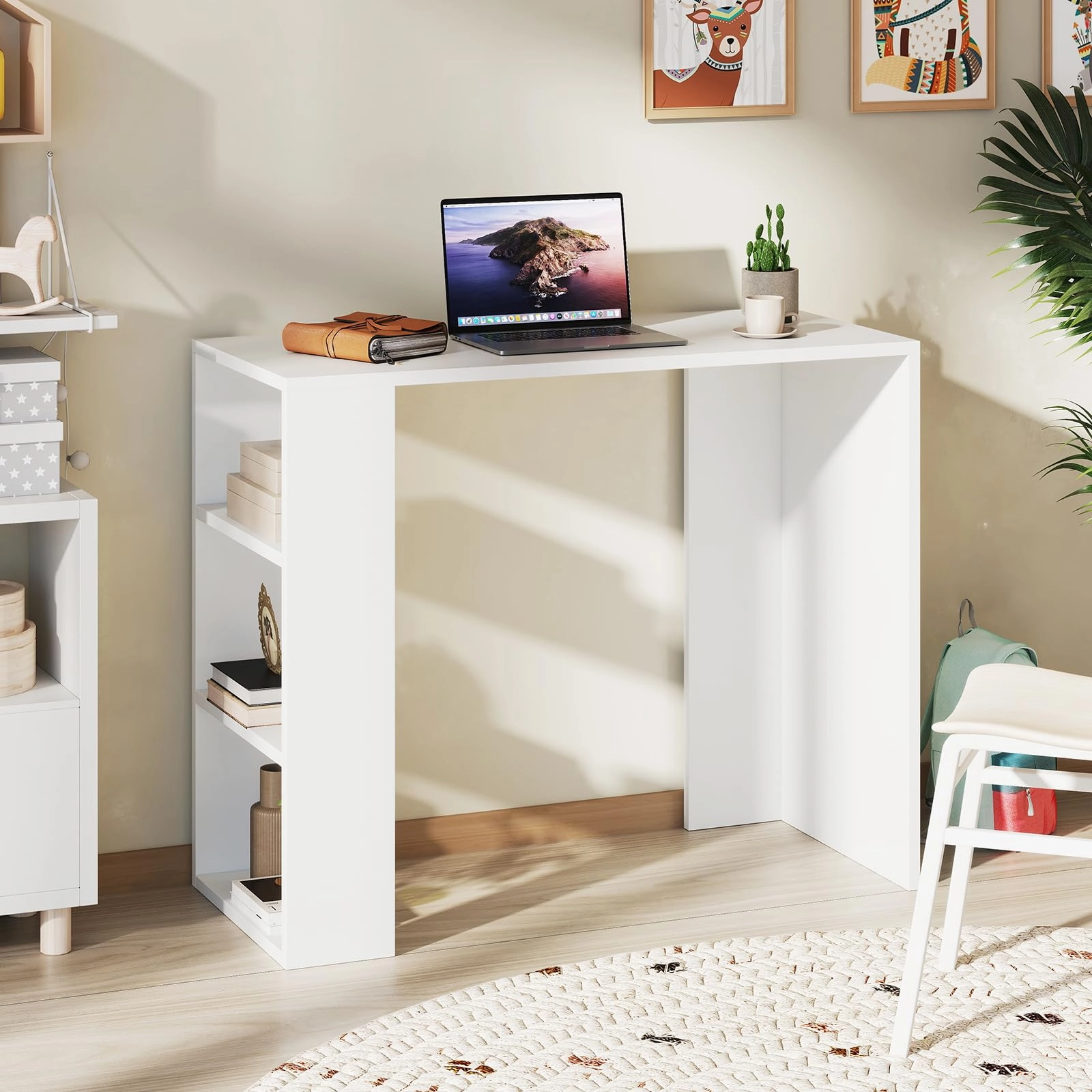 Giantex 36 Inch Compact Home Office Desk with Storage Open Shelves and Anti Tipping Kit