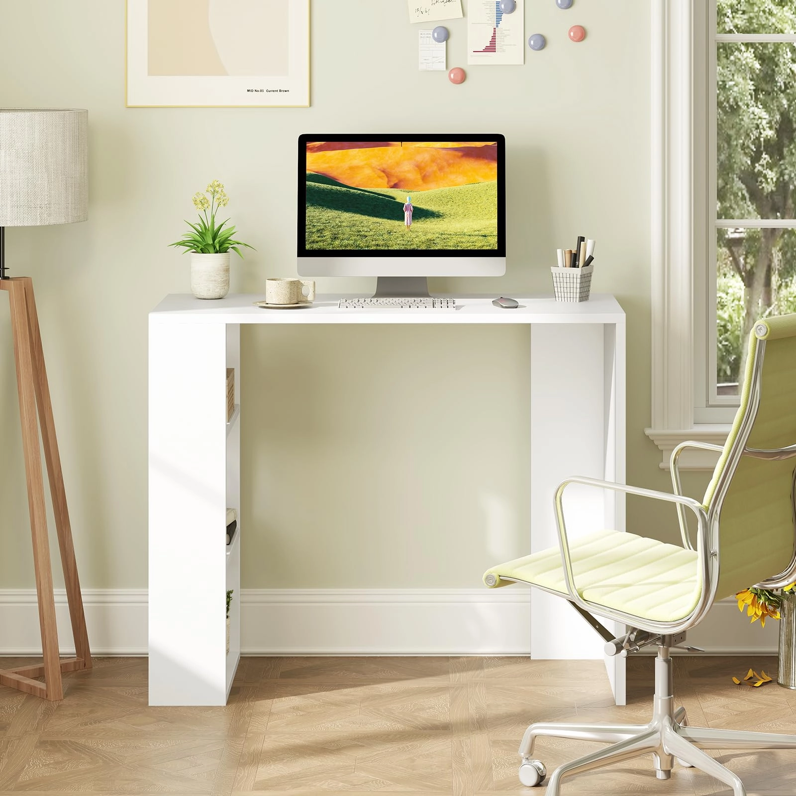 Giantex 36 Inch Compact Home Office Desk with Storage Open Shelves and Anti Tipping Kit