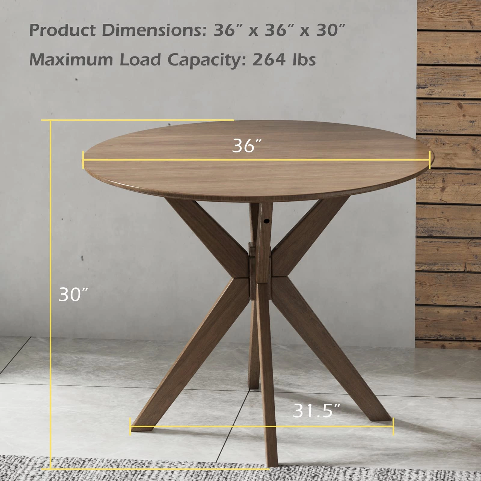Giantex 36 Inch Round Wood Dining Table, Farmhouse Kitchen Table with Intersecting Pedestal Base & Adjustable Foot Pads
