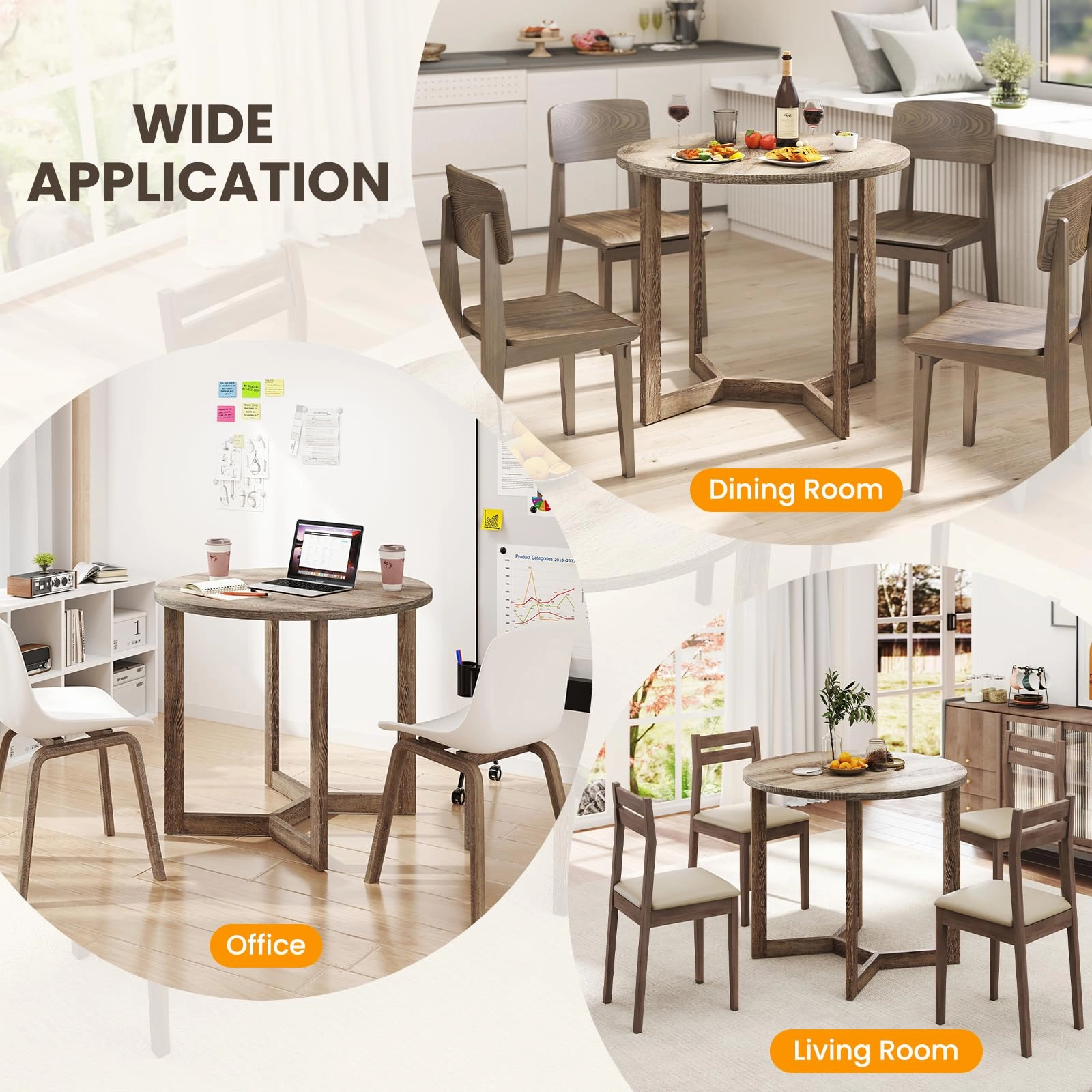 Giantex 36" Round Dining Table for 4