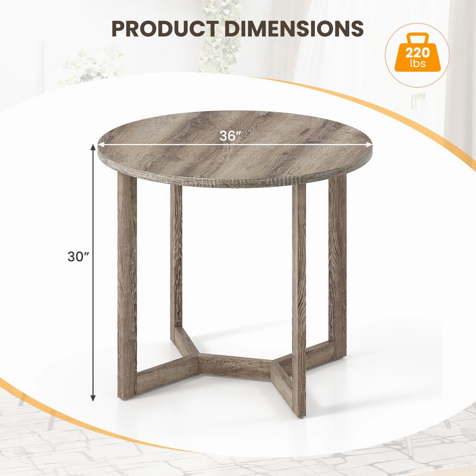 Giantex 36" Round Dining Table for 4