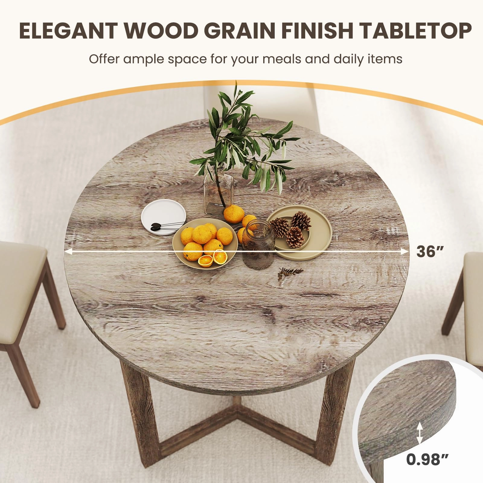 Giantex 36" Round Dining Table for 4