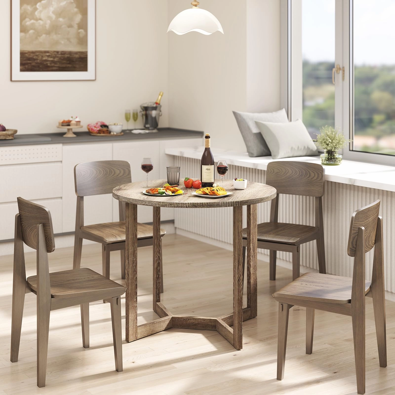 Giantex 36" Round Dining Table for 4