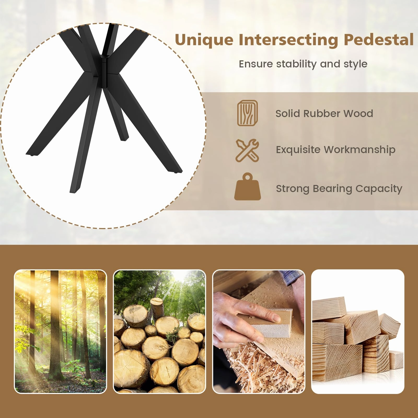 Giantex 36" Round Wood Dining Table