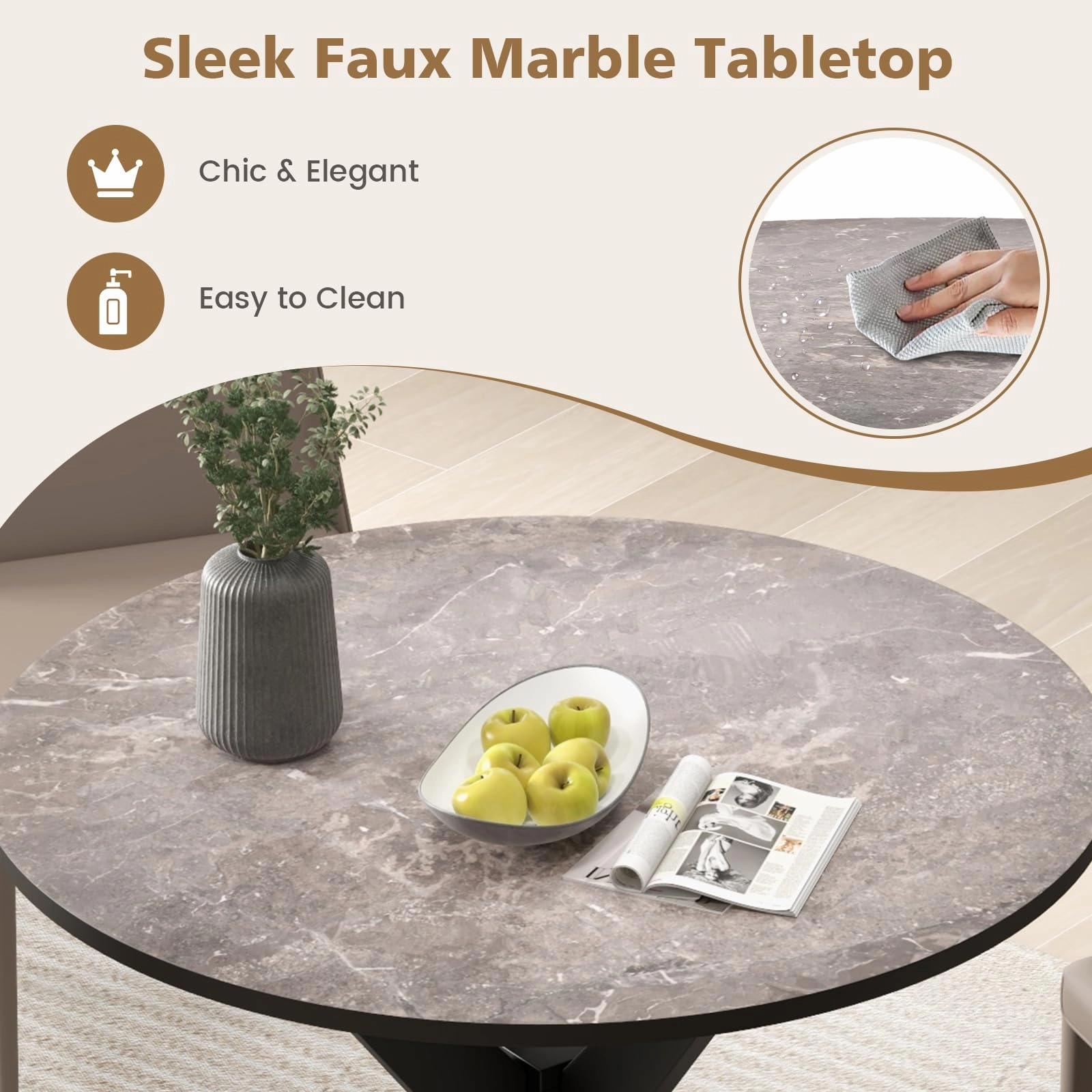 Giantex 36" Round Wood Dining Table