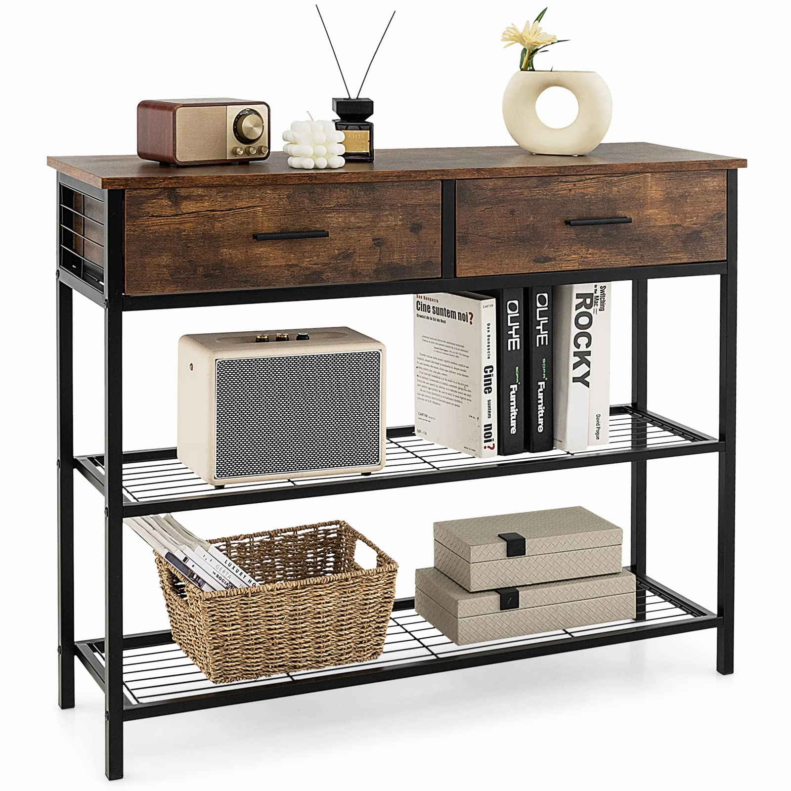 Giantex 39.5 Console Table with Storage Drawer - Entryway Table with 2 Drawers
