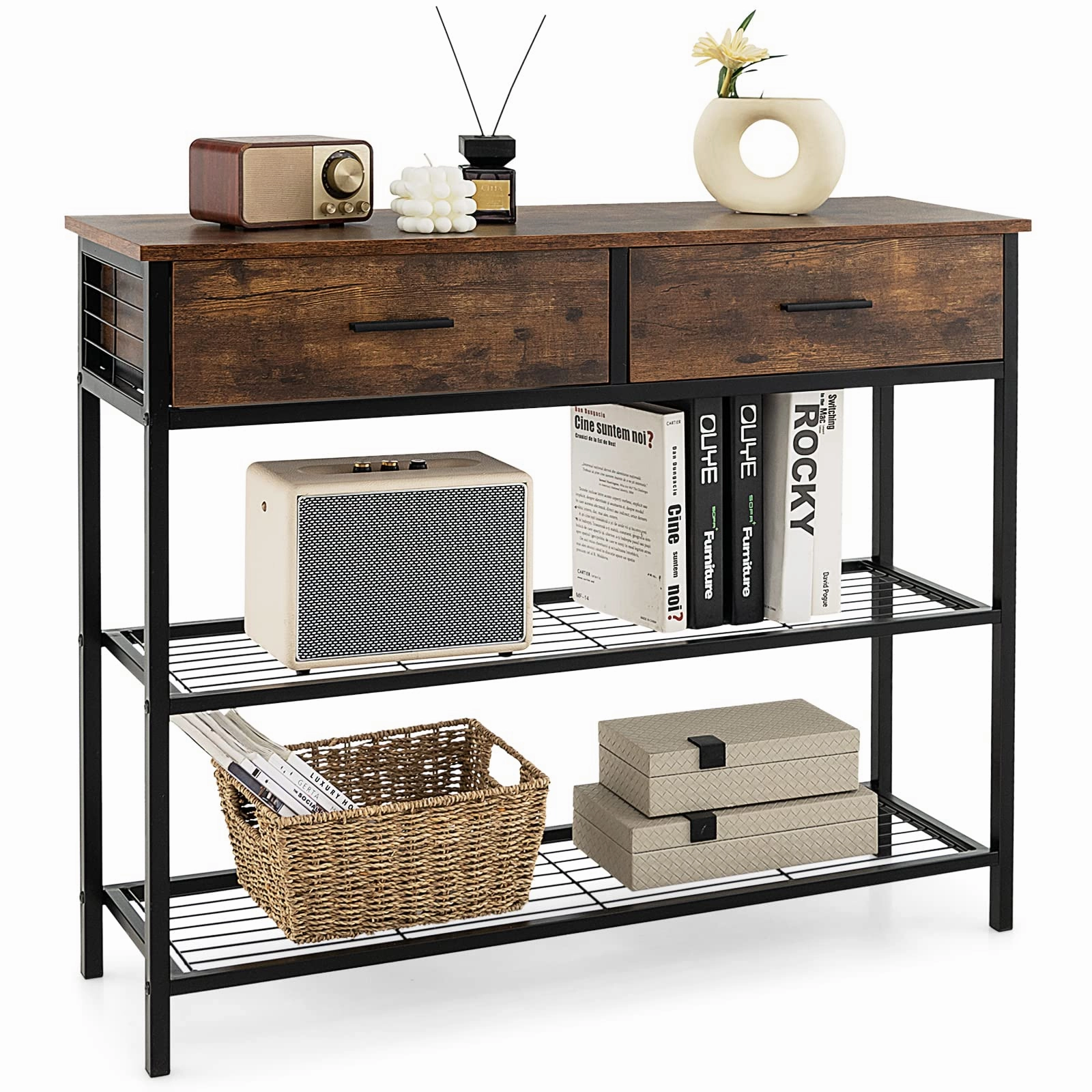 Giantex 39.5 Console Table with Storage Drawer - Entryway Table with 2 Drawers