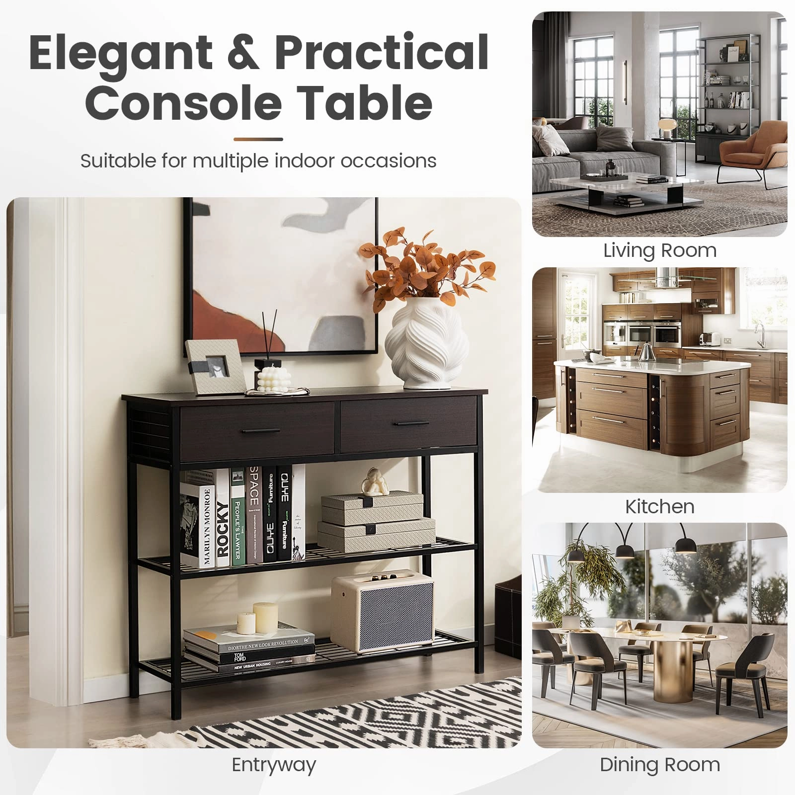 Giantex 39.5 Console Table with Storage Drawer - Entryway Table with 2 Drawers