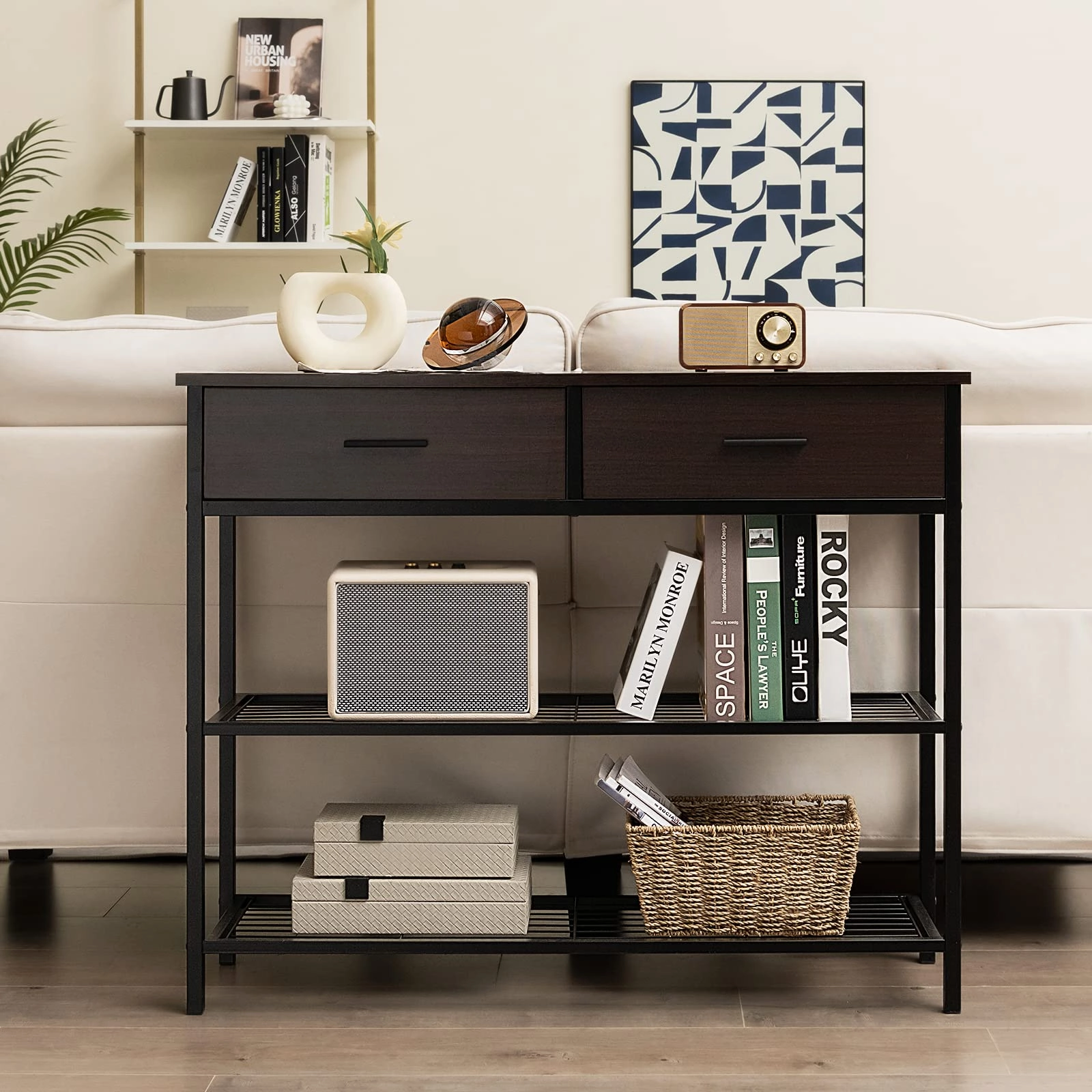 Giantex 39.5 Console Table with Storage Drawer - Entryway Table with 2 Drawers