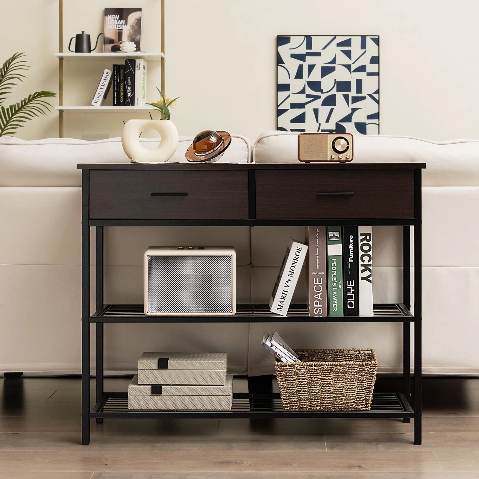 Giantex 39.5 Console Table with Storage Drawer - Entryway Table with 2 Drawers
