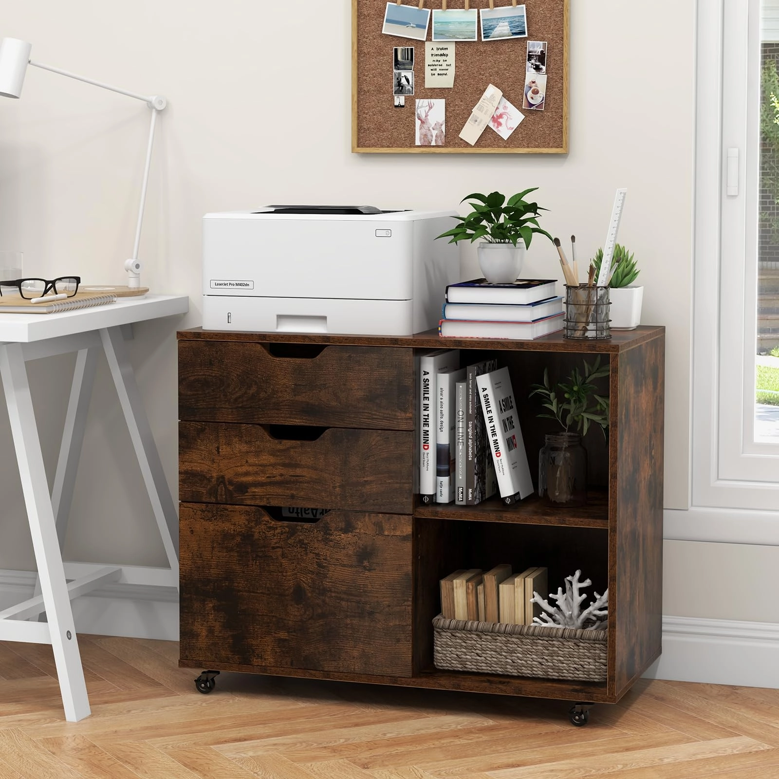 Giantex 3 Drawer File Cabinet, Office Storage Cabinet Fits Files Letter, A4, Legal Size