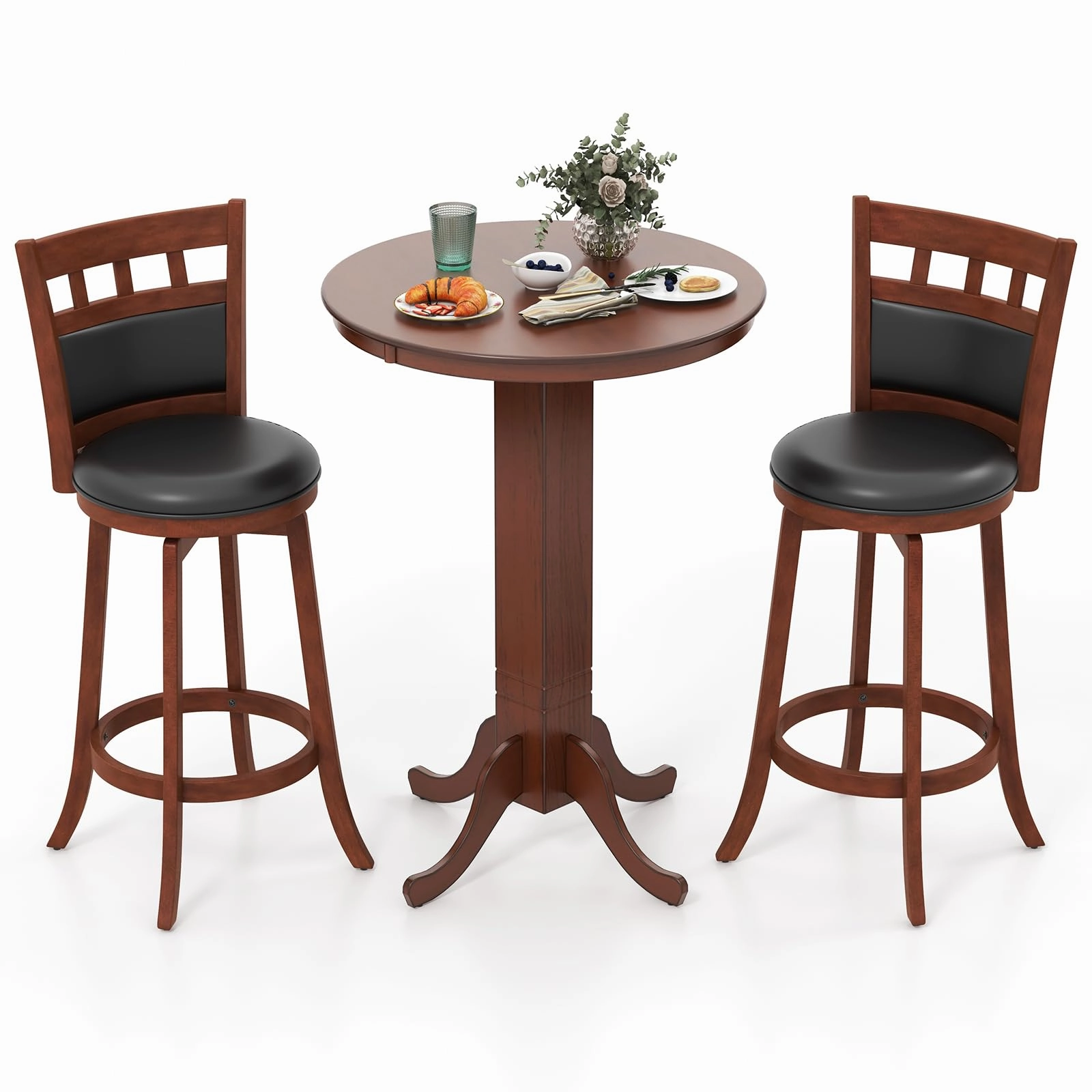 Giantex 3-Piece Bar Table and Chairs Set, Dining Table Set with 2 Swiveling Bar Stools kitchen towel, placemats