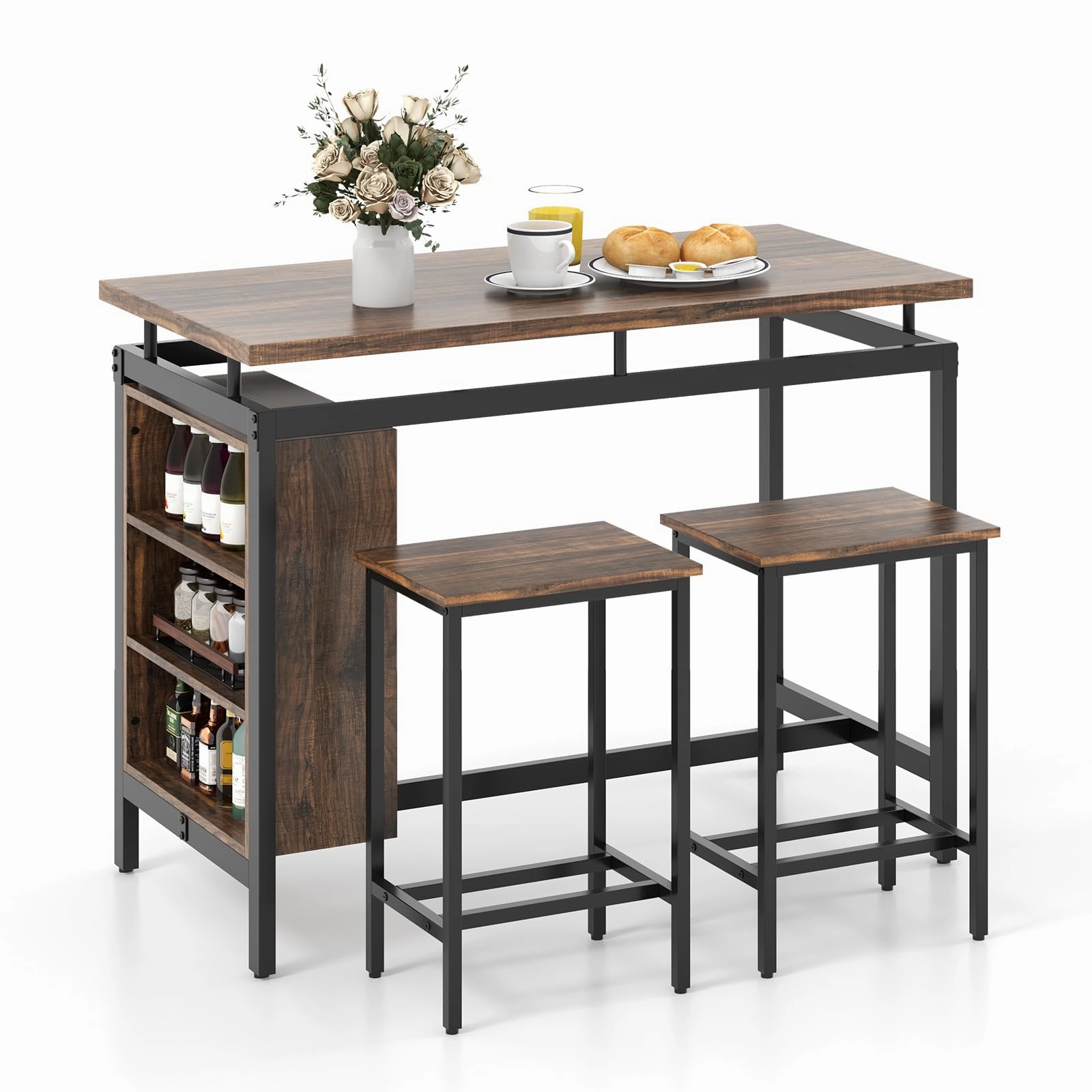 Giantex 3-Piece Dining Table Set - Counter Height Dining Table Set with 2 Bar Stools kitchen towel, placemats