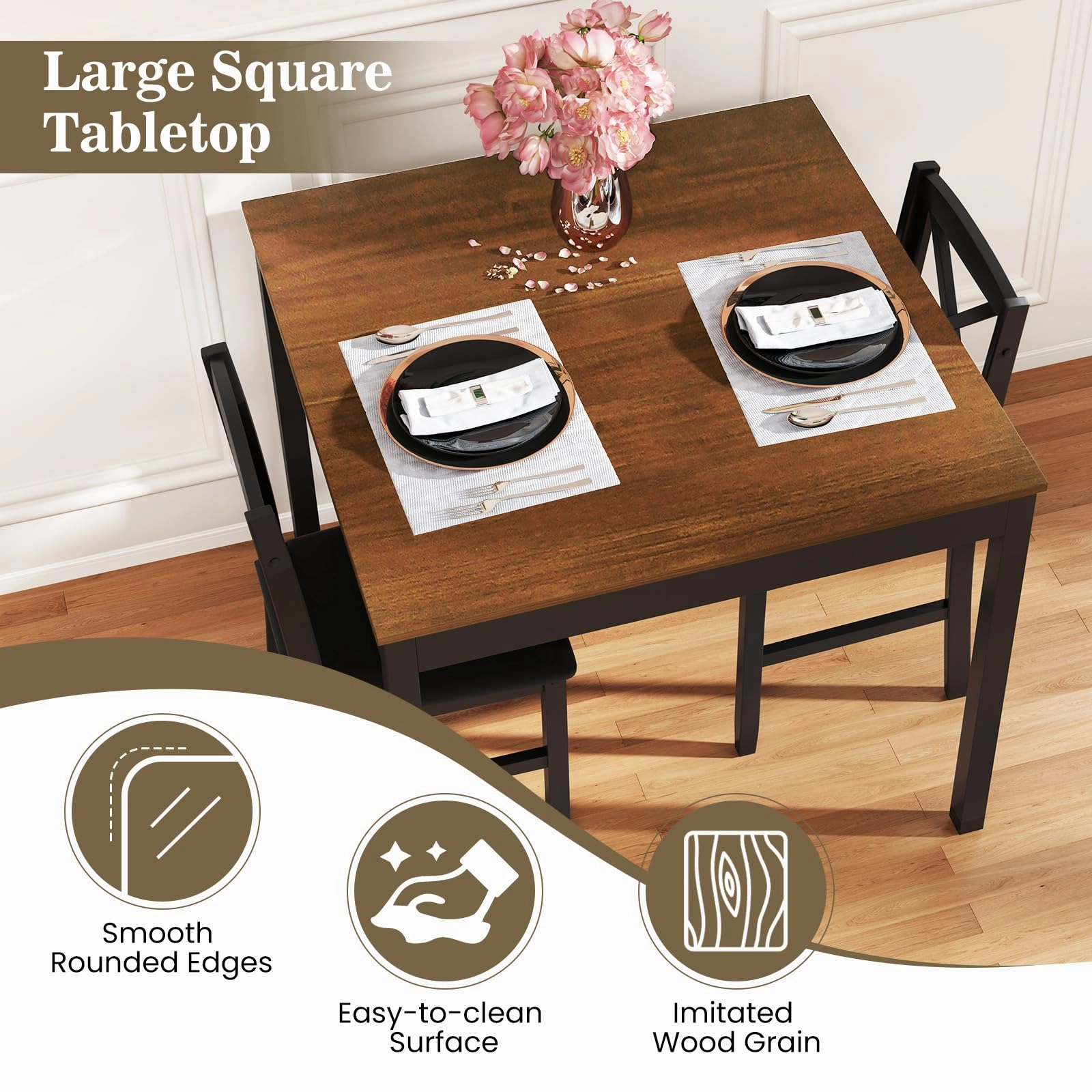 Giantex 3-Piece Dining Table Set for 2