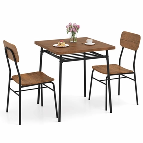 Giantex 3-Piece Dining Table Set, Kitchen Table Chairs Set with Dinner Table, Storage Rack, Metal Frame kitchen towel, placemats