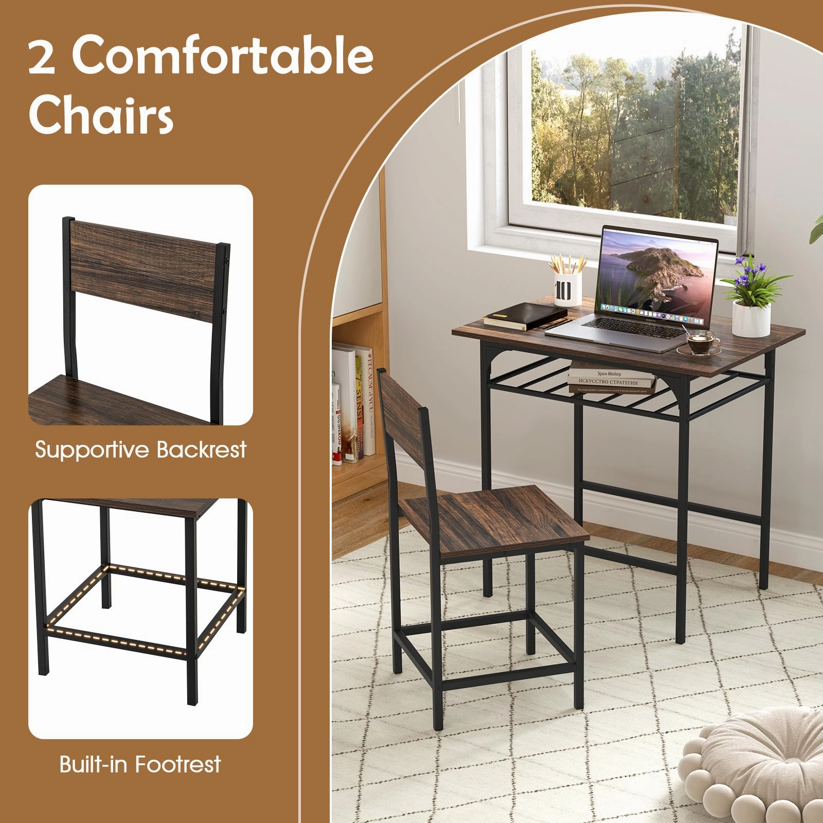 Giantex 3-Piece Dining Table Set with Wine Rack for 2 Small Space