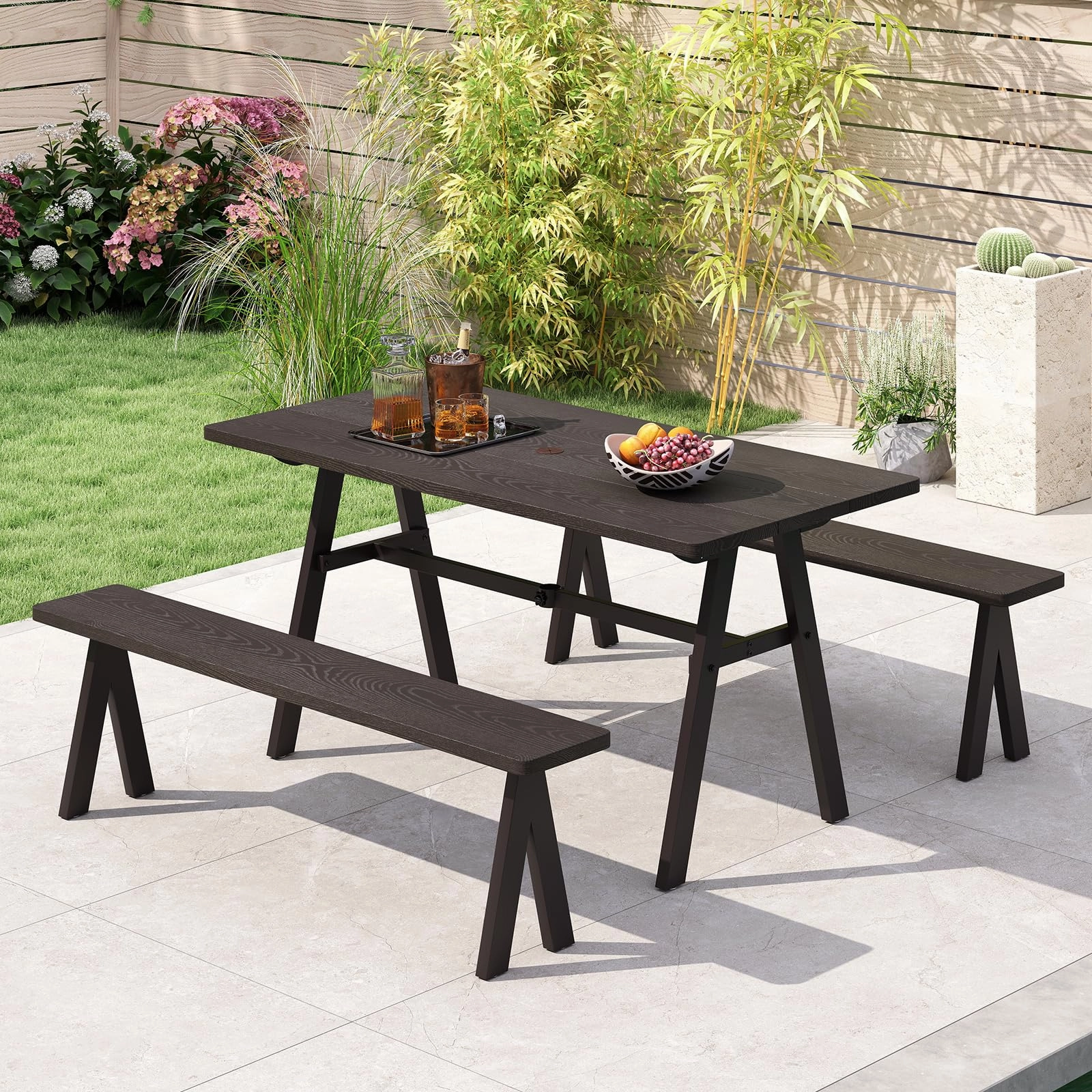Giantex 3 Pieces Outdoor Picnic Table Set for 6 People