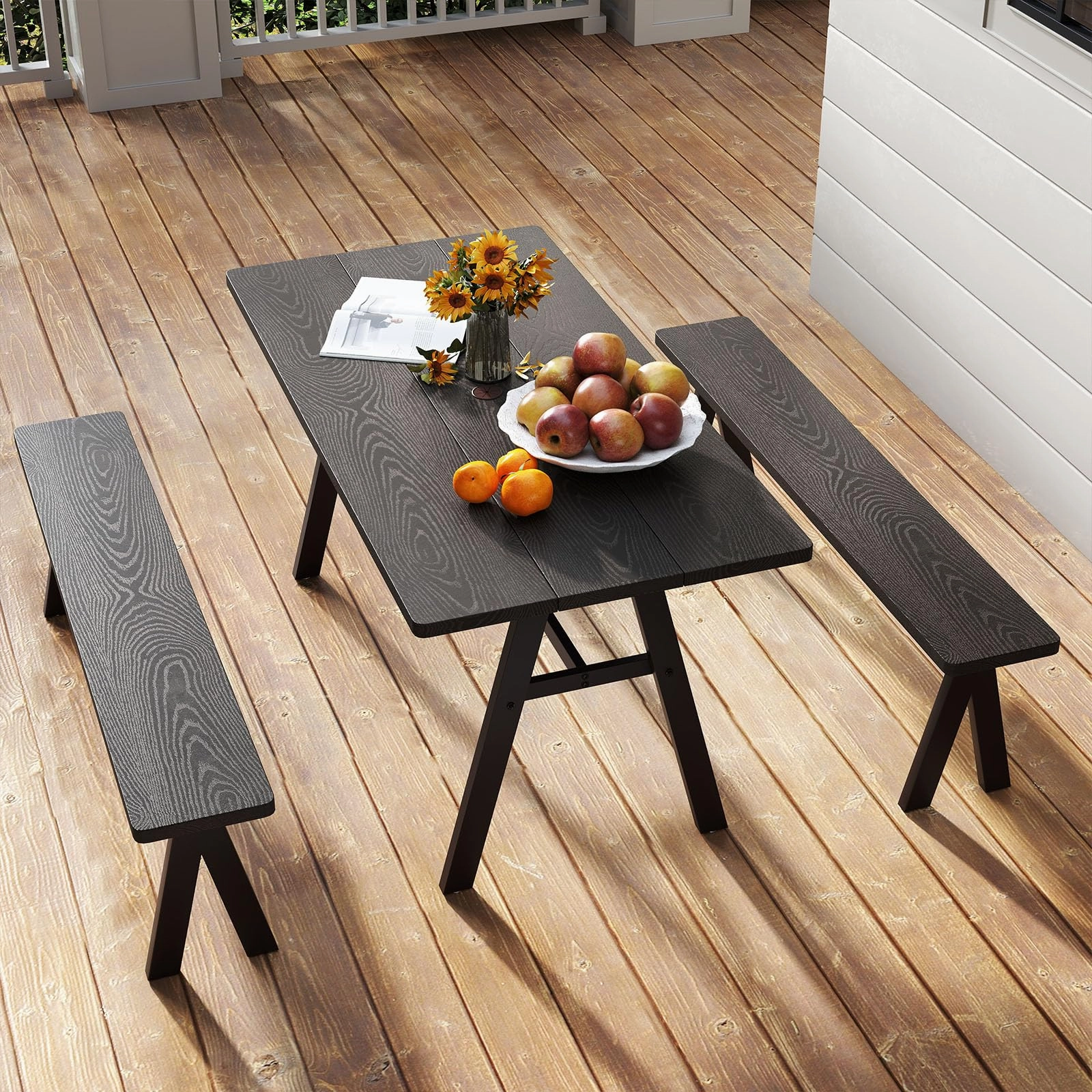 Giantex 3 Pieces Outdoor Picnic Table Set for 6 People