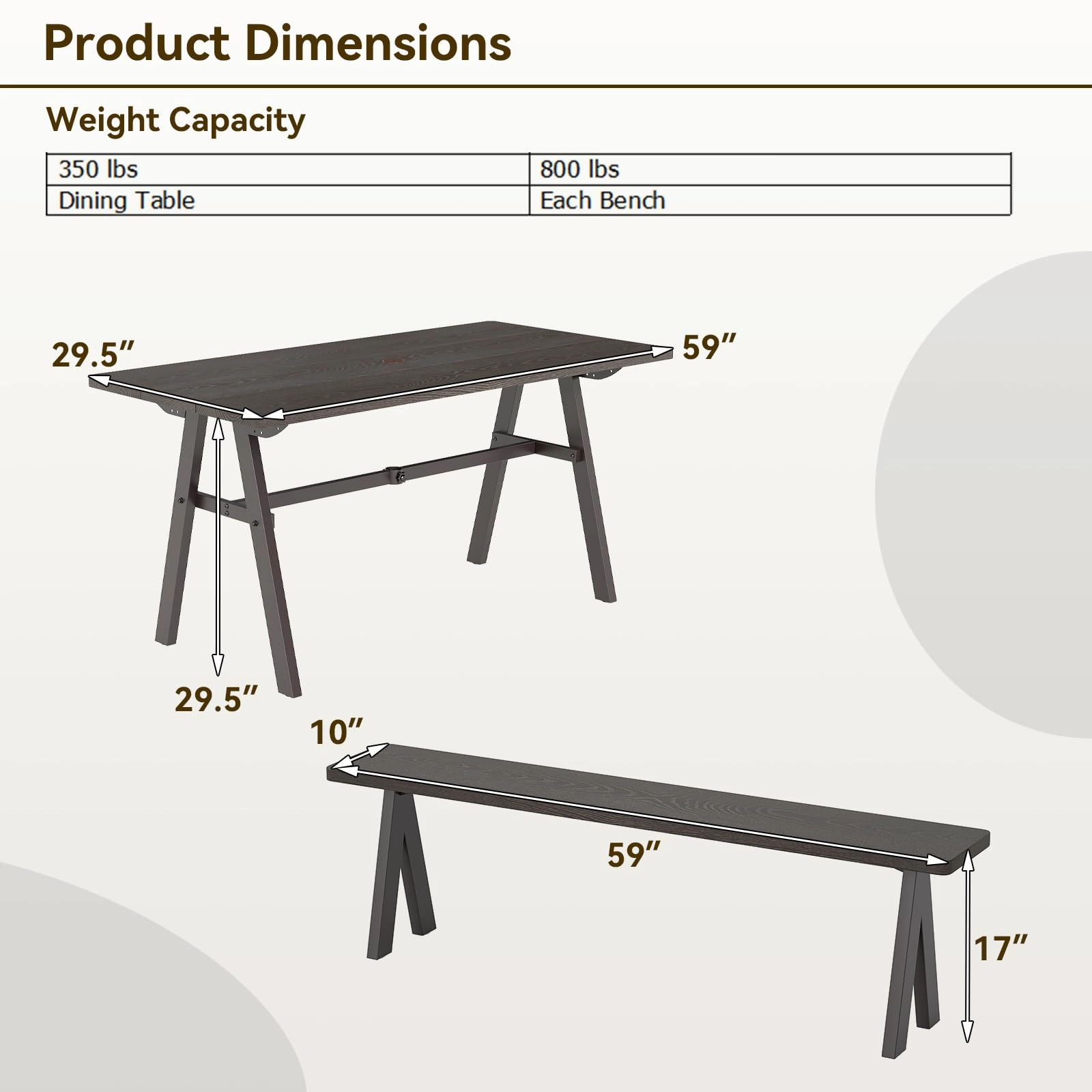 Giantex 3 Pieces Outdoor Picnic Table Set for 6 People