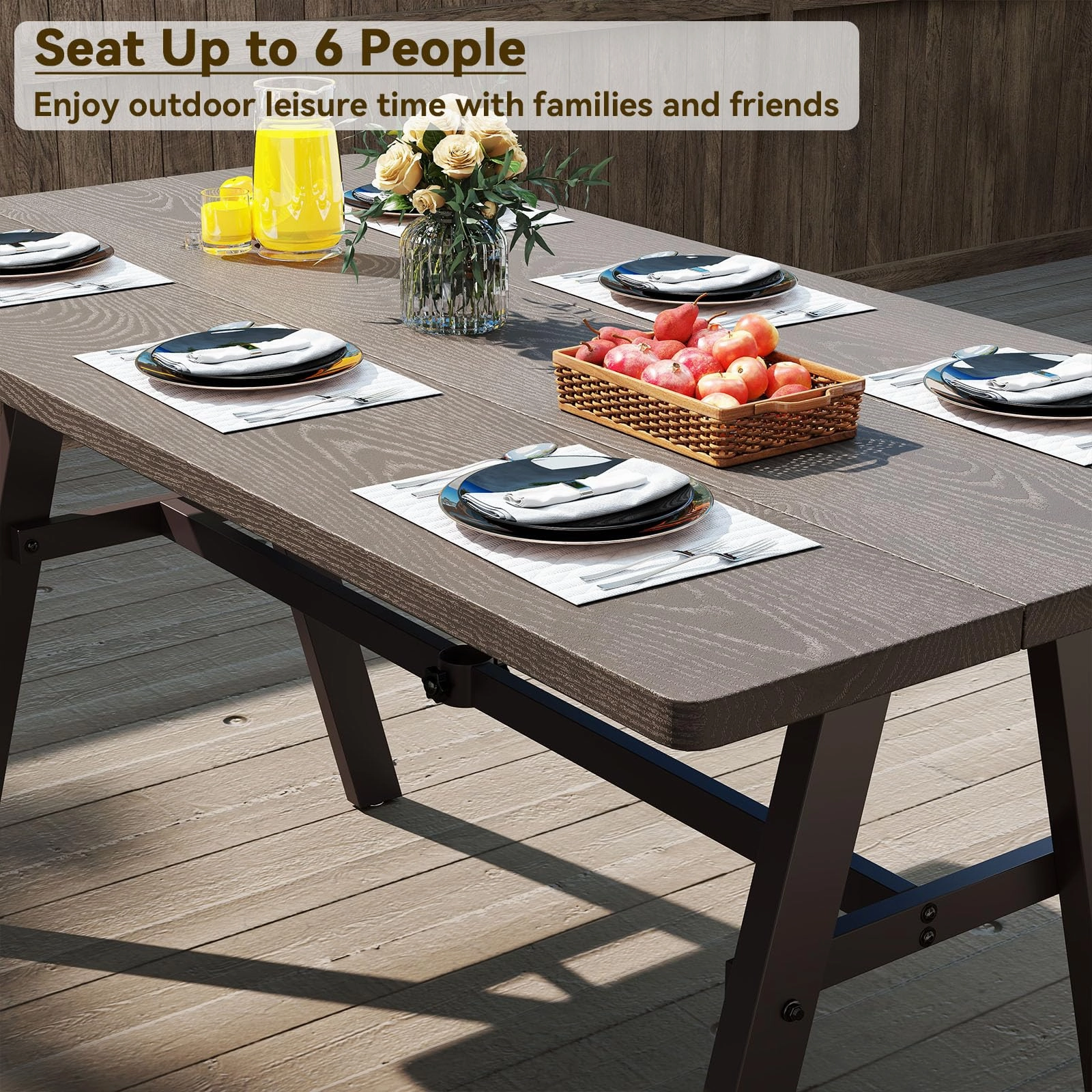 Giantex 3 Pieces Outdoor Picnic Table Set for 6 People