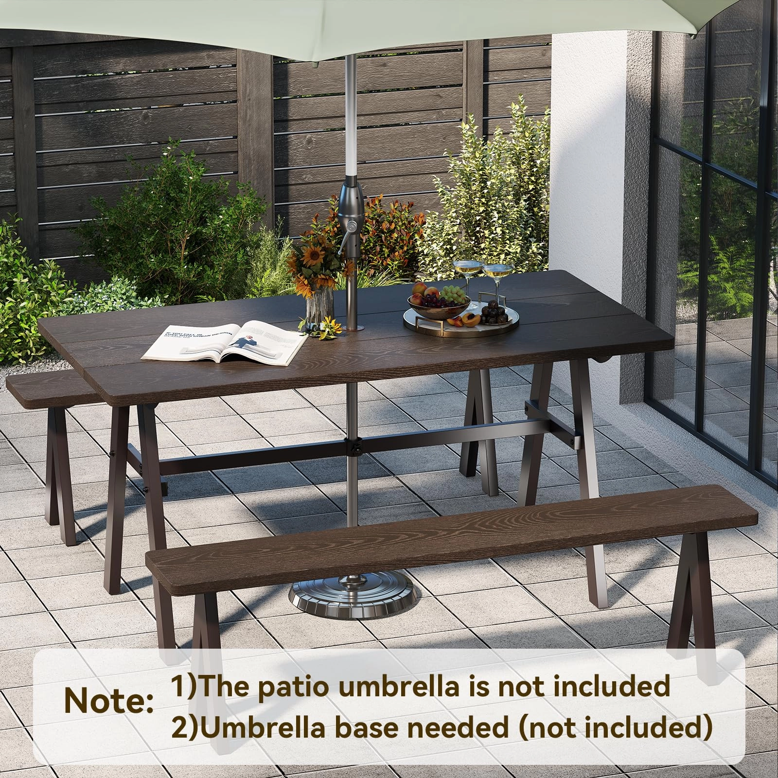 Giantex 3 Pieces Outdoor Picnic Table Set for 6 People