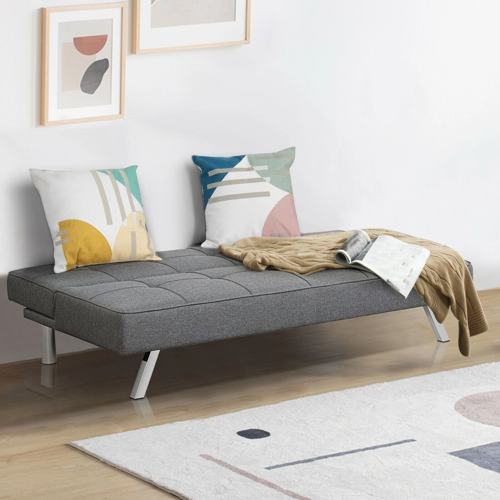 Giantex 3-Seat Convertible Sofa Bed, Sofa Bed w/ 3 Adjustable Angles