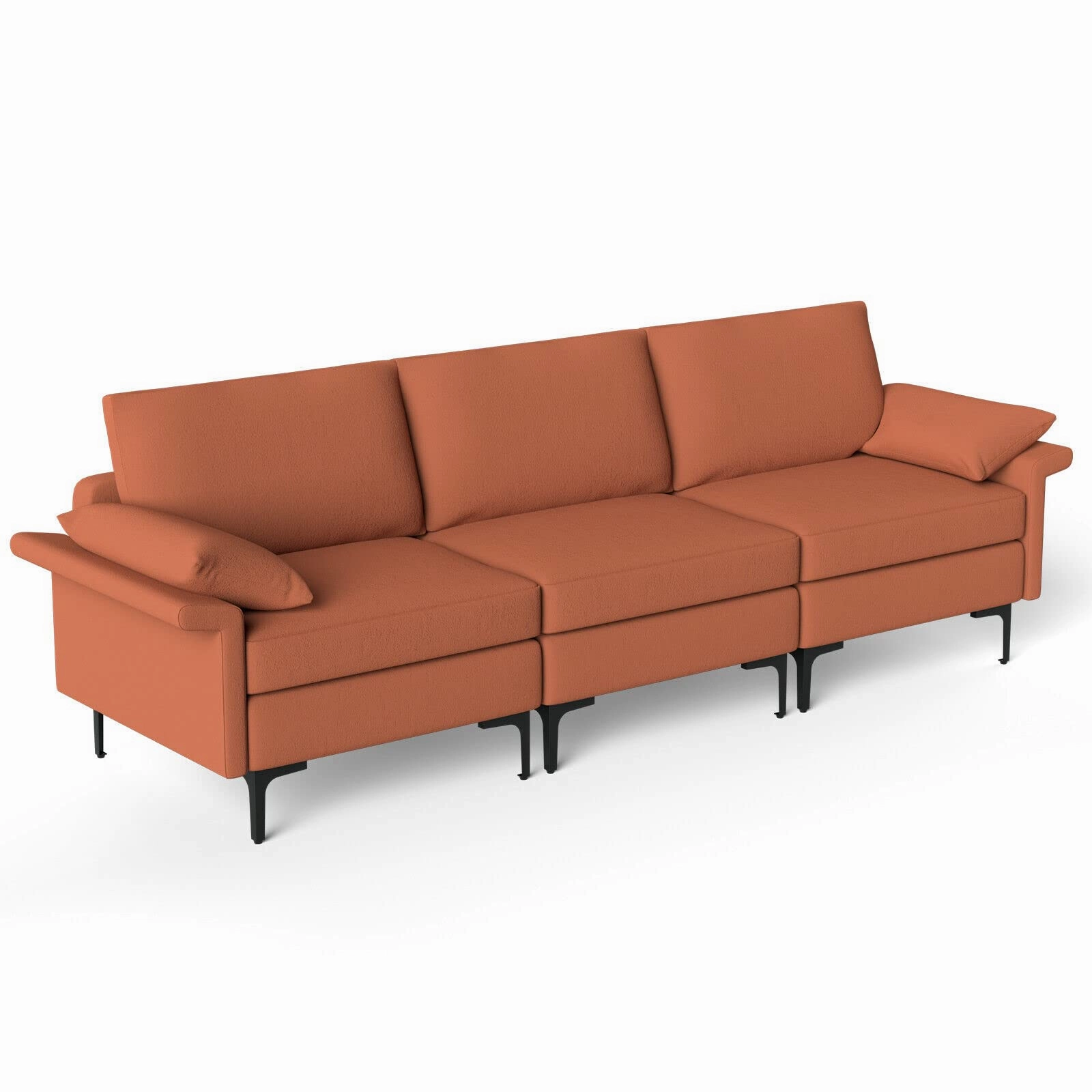 Giantex 3-Seat Sectional Sofa Couch, 100.5" L Convertible Sleeper with USB Port & Outlet