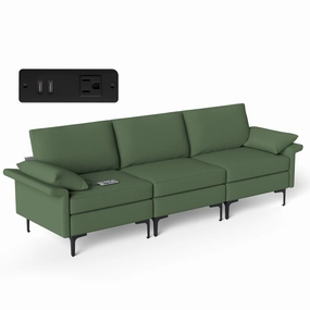 Giantex 3-Seat Sectional Sofa Couch, 100.5" L Convertible Sleeper with USB Port & Outlet sectional sofa, corner couch