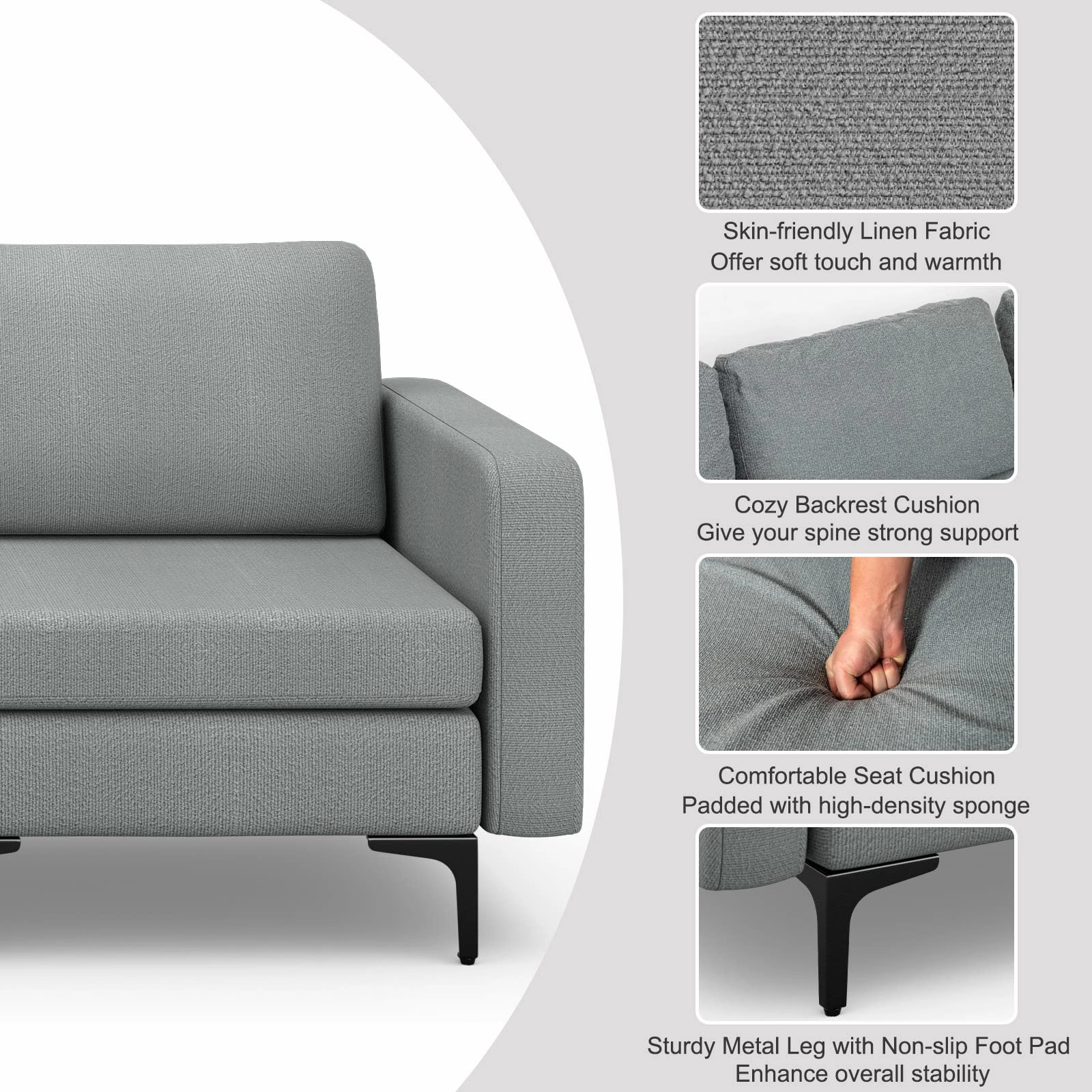 Giantex 3 Seat Sectional Sofa Couch, 94.5" L Modular Sleeper